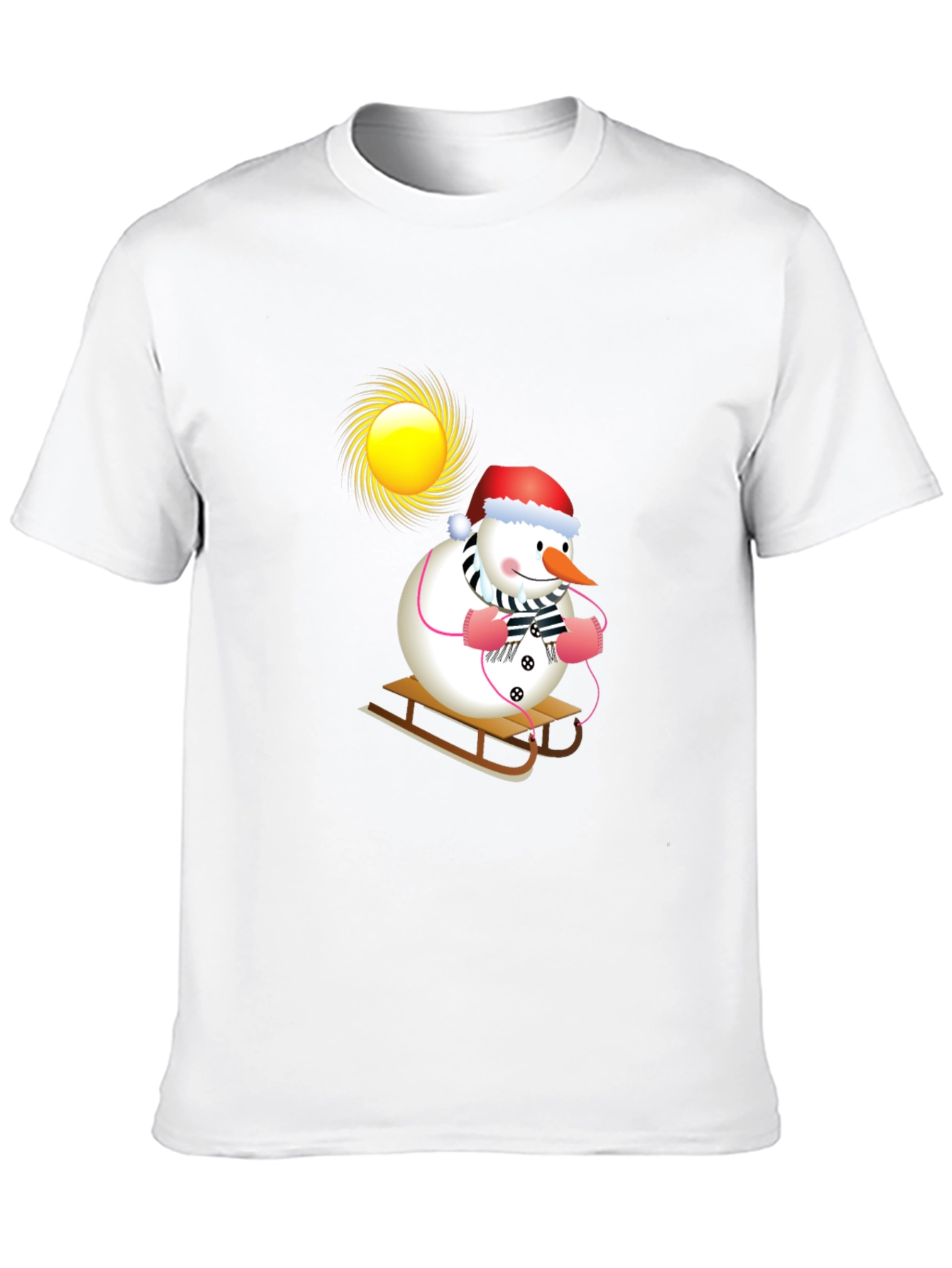 Festive Snowman Sledding T-Shirt - Holiday Cheer