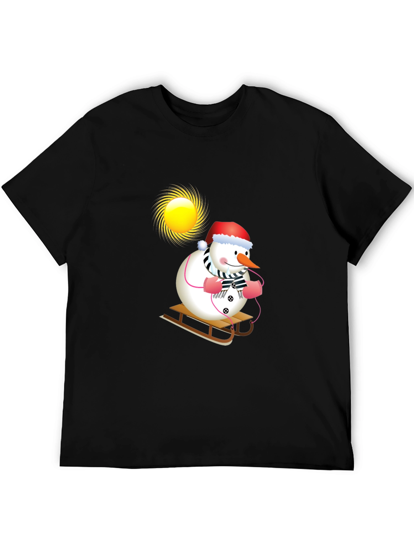 Festive Snowman Sledding T-Shirt - Holiday Cheer