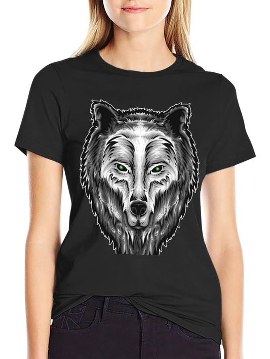 Wolf Graphic Tee - Black Cotton Blend T-Shirt