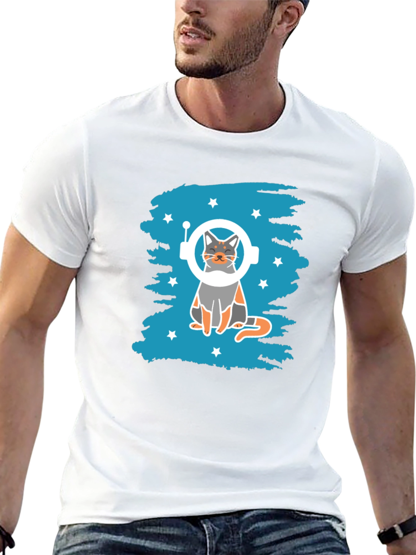 Astronaut Cat Graphic T-Shirt - Space Kitty Tee