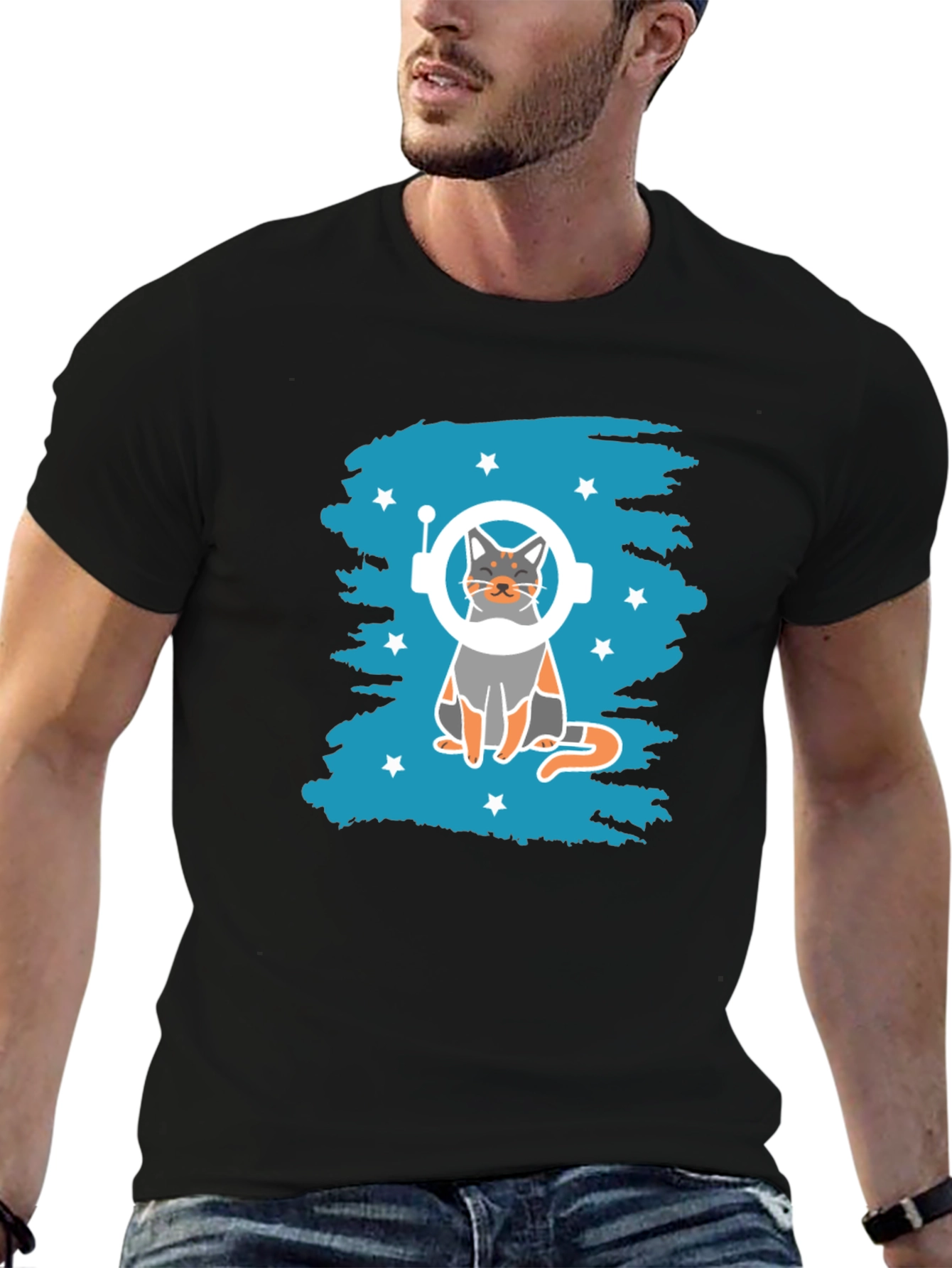 Astronaut Cat Graphic T-Shirt - Space Kitty Tee