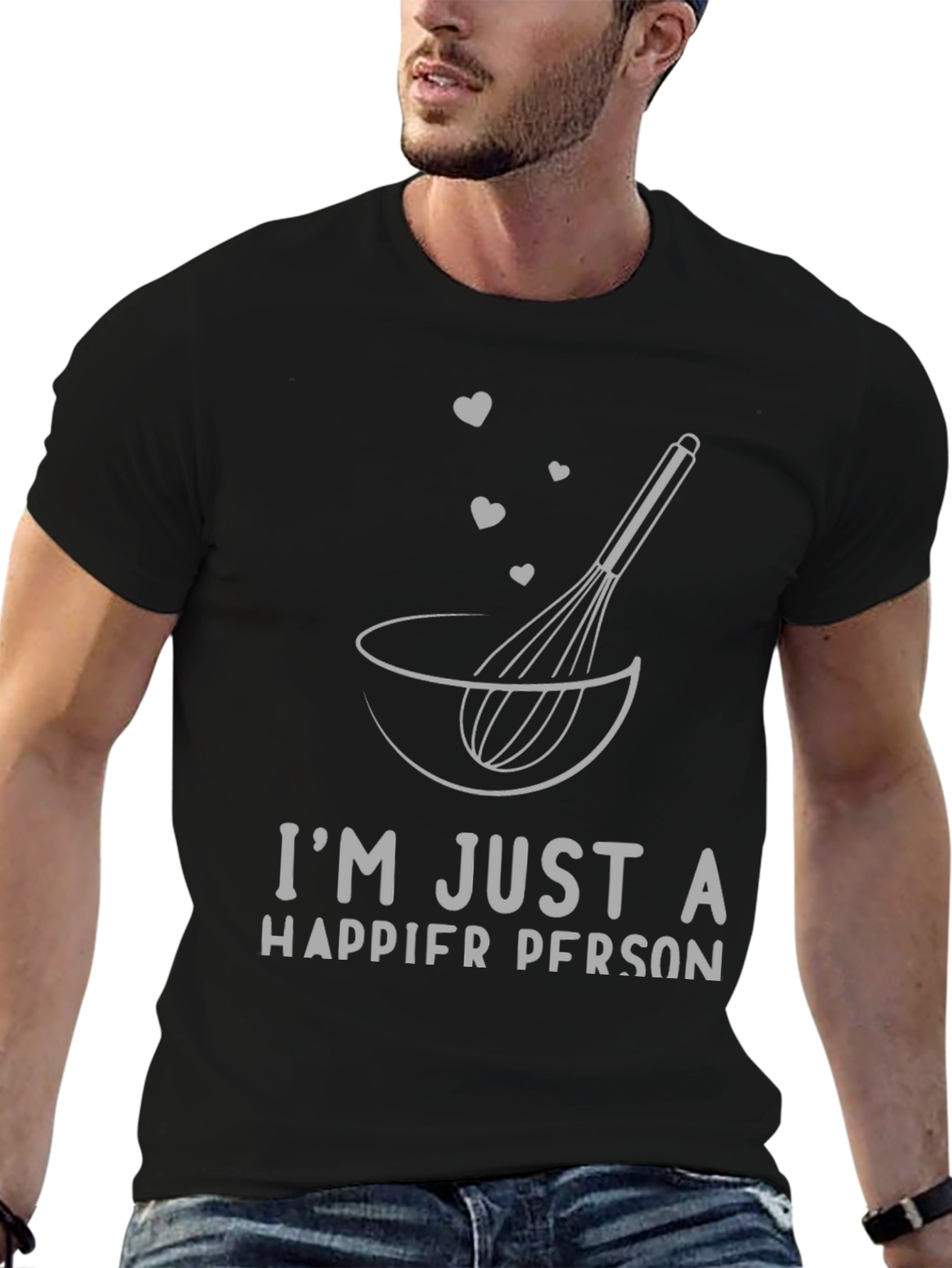 Happier Person Baking T-Shirt Whisk and Bowl Design