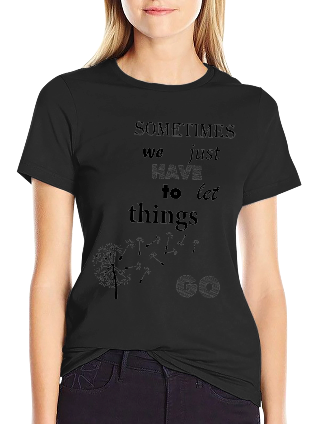 Sometimes Let Go Graphic Tee - Soft Black T-Shirt