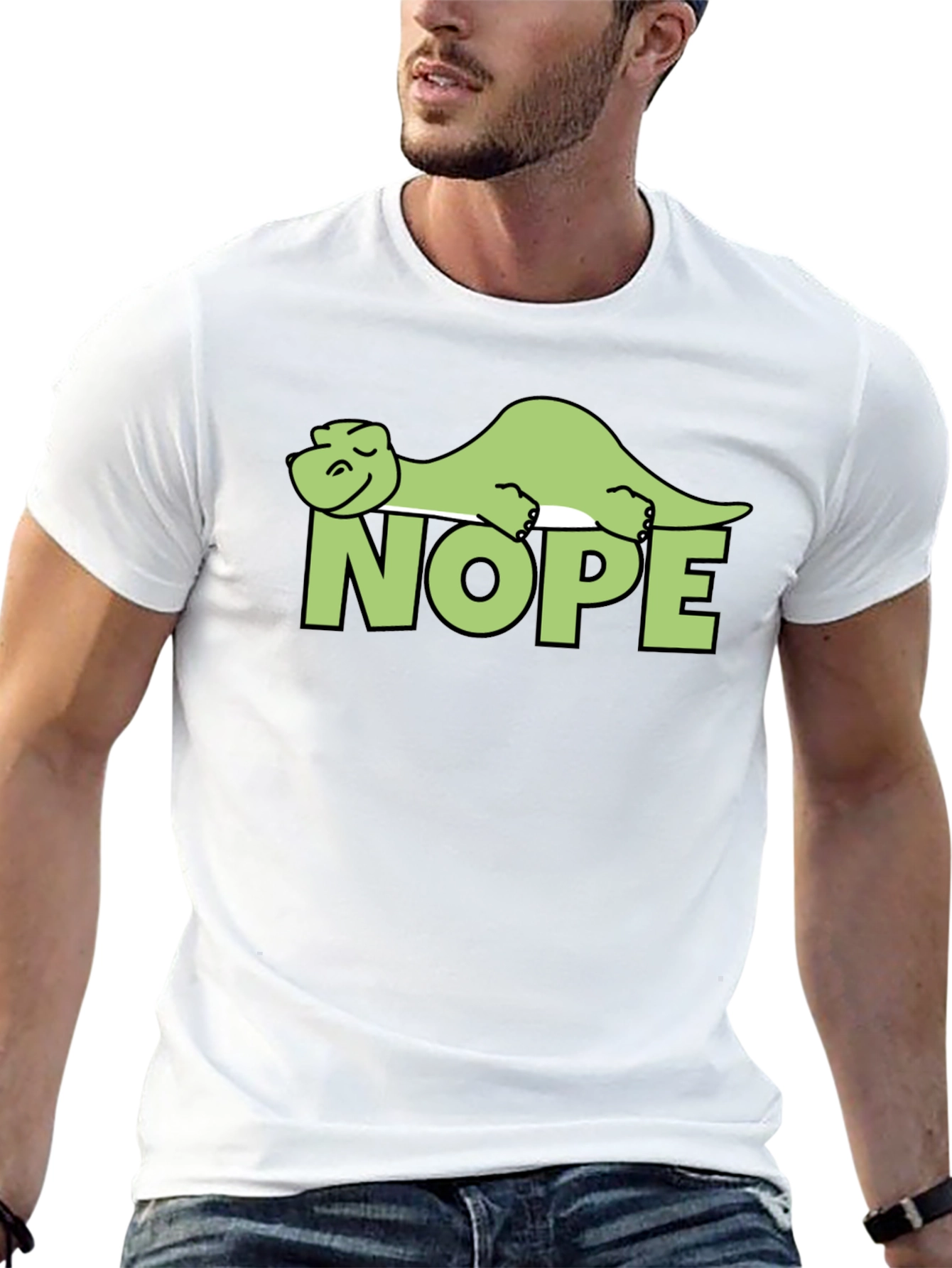 Nope Lazy Dinosaur Graphic T-Shirt
