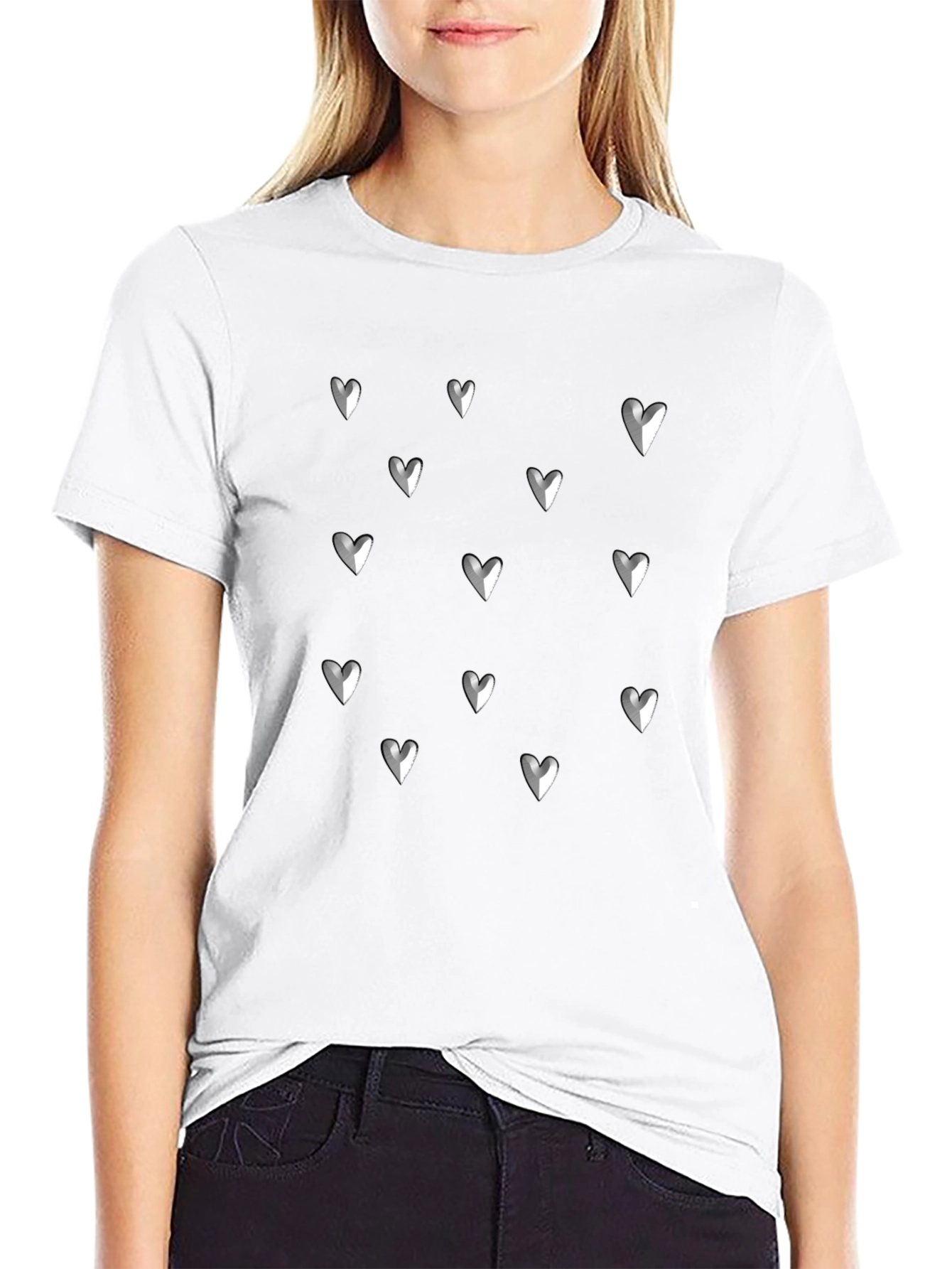 Black Heart Pattern T-Shirt