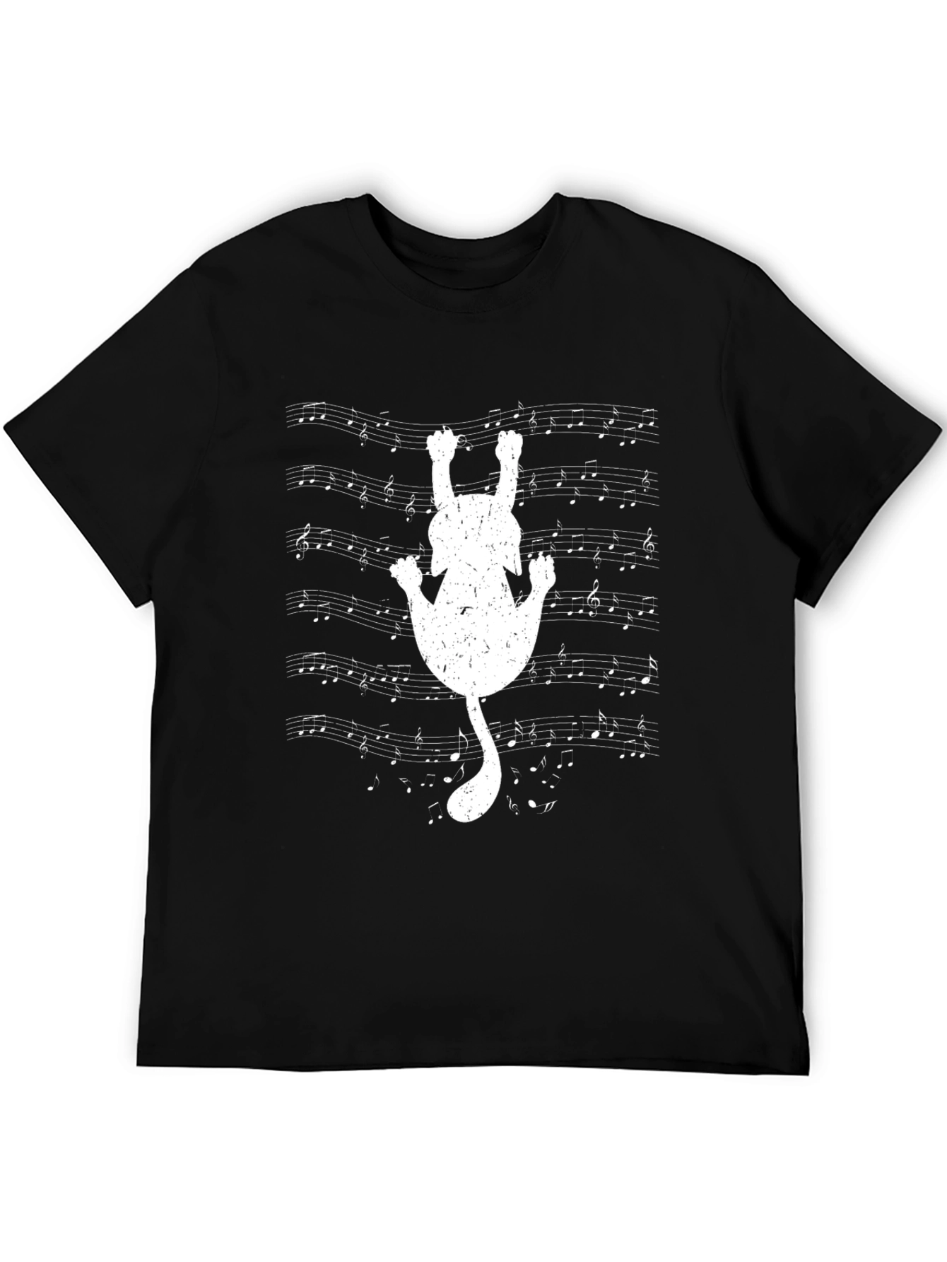 Musical Cat Tee - Black Cotton T-Shirt