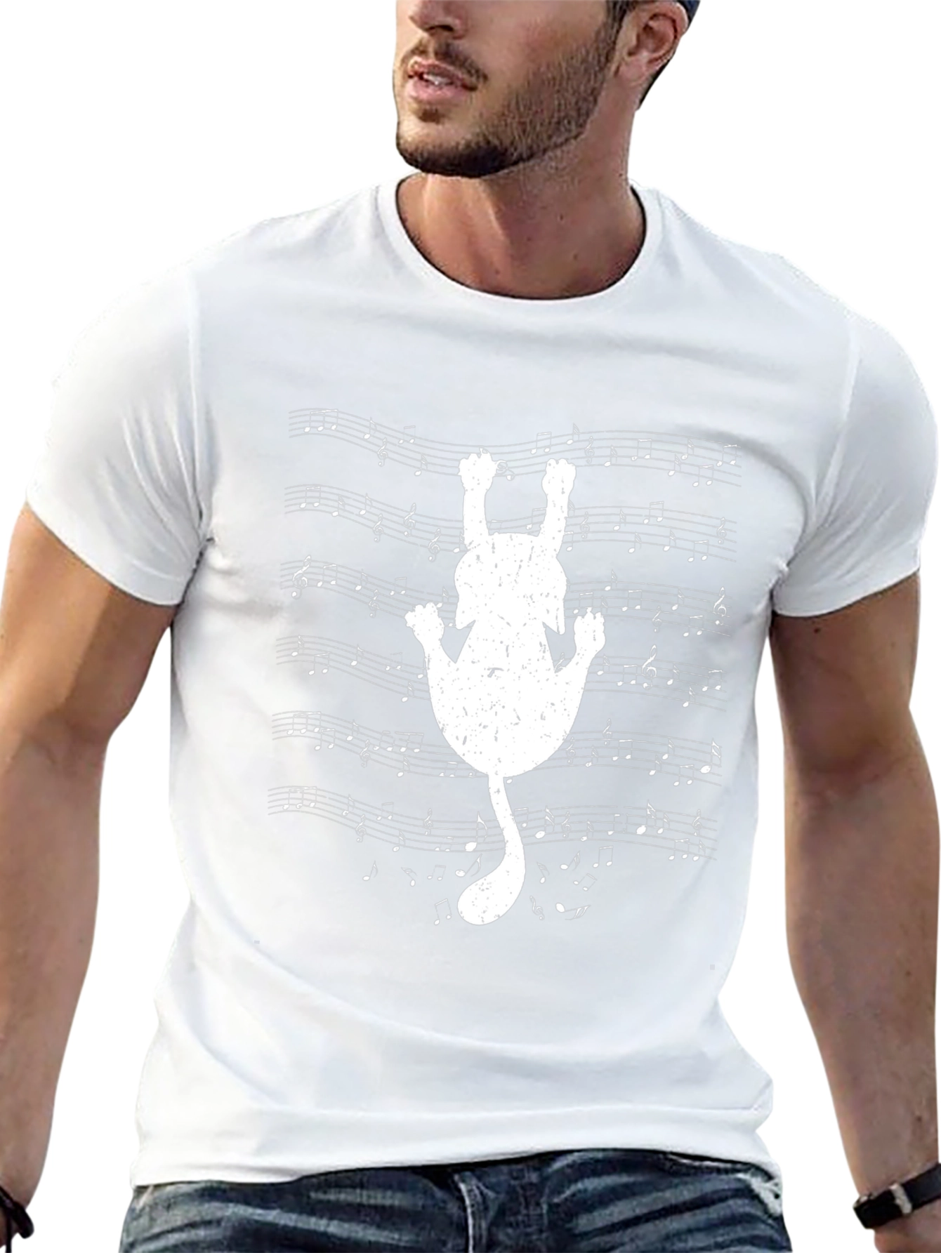 Musical Cat Tee - Black Cotton T-Shirt