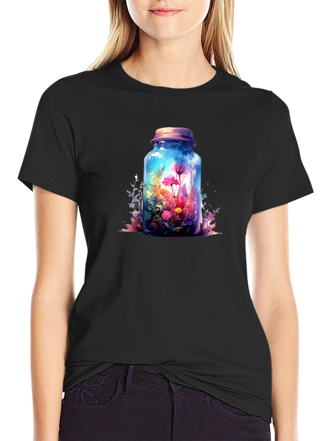 Floral Terrarium Graphic Tee - Mens Black T-Shirt