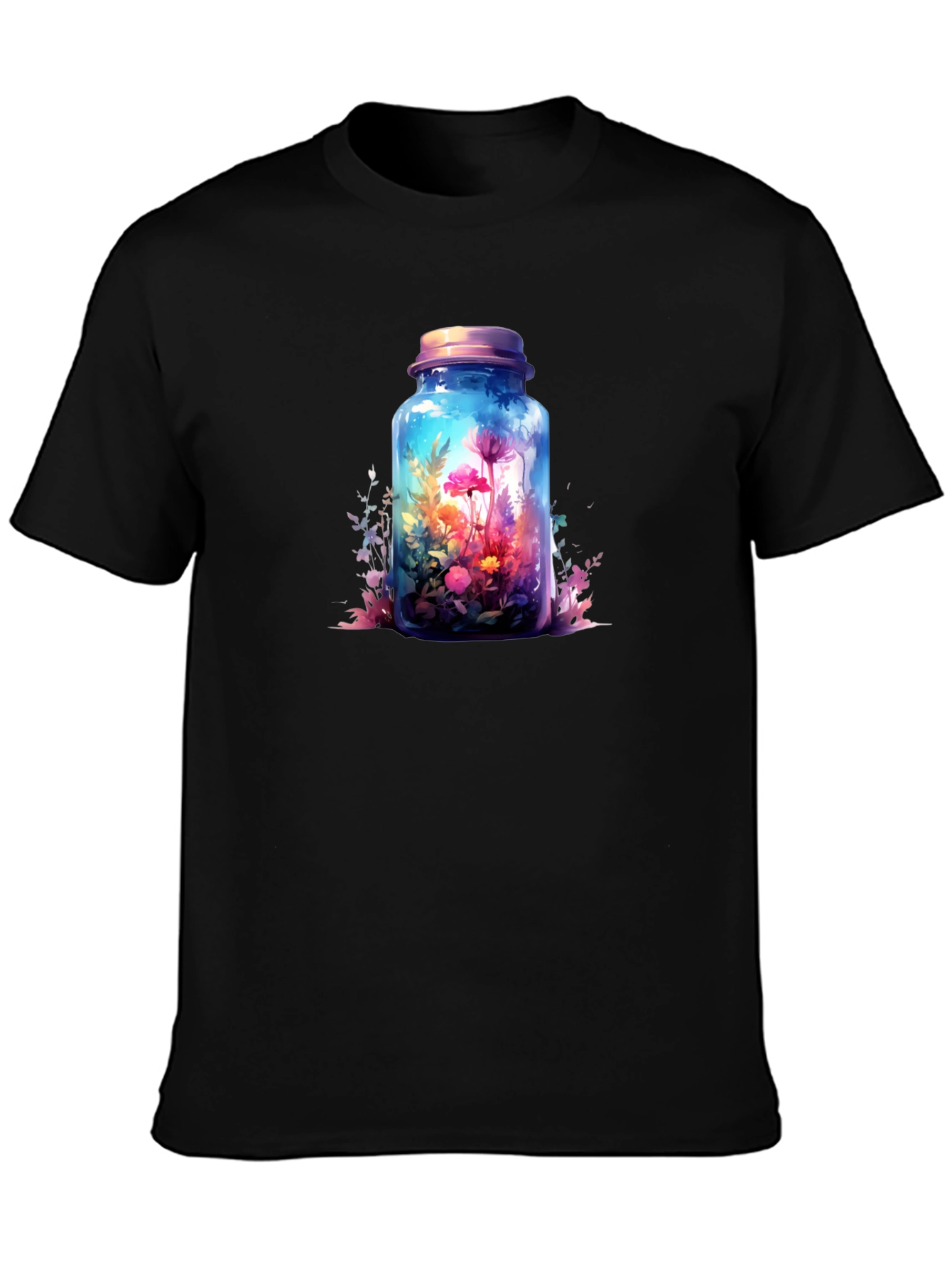 Floral Terrarium Graphic Tee - Mens Black T-Shirt