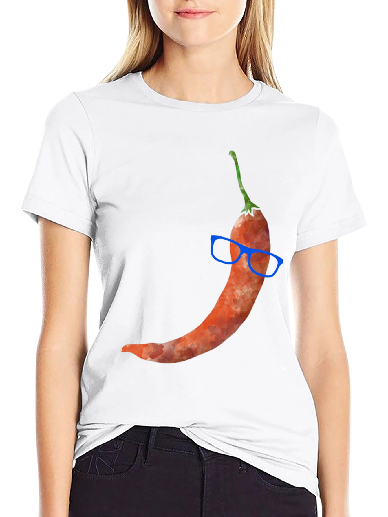 Chili Pepper with Glasses Graphic Tee - Quirky Style