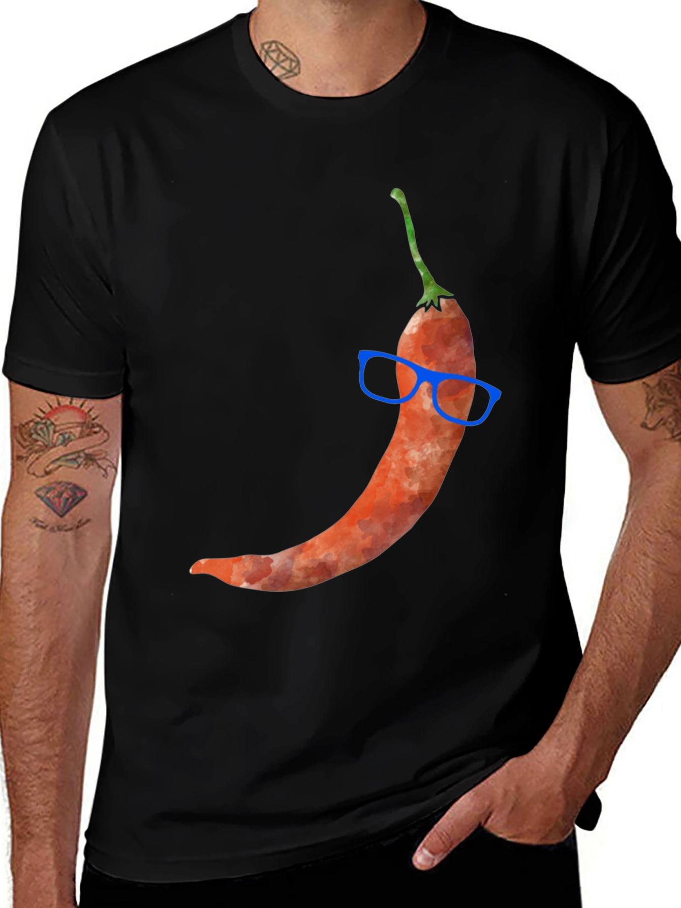 Chili Pepper with Glasses Graphic Tee - Quirky Style