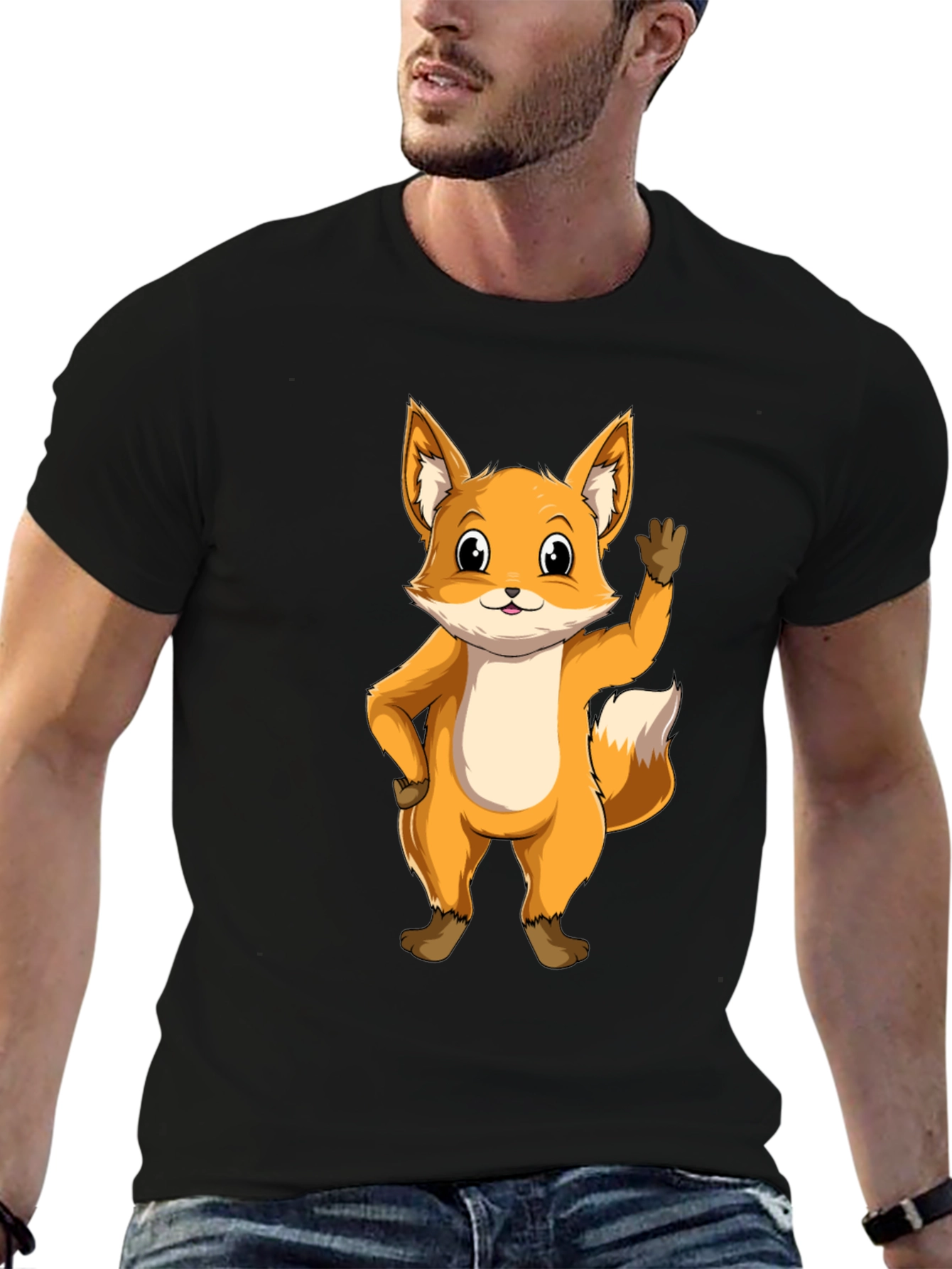Cute Fox Graphic Tee - Black Unisex T-Shirt