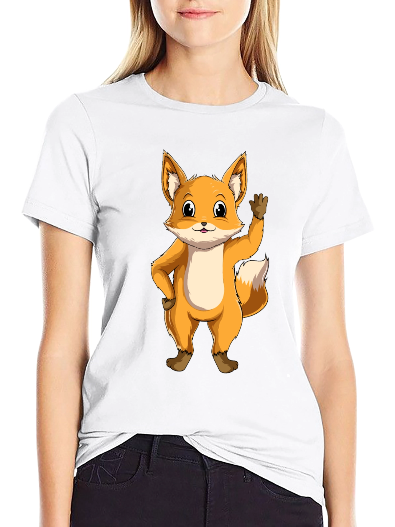 Cute Fox Graphic Tee - Black Unisex T-Shirt