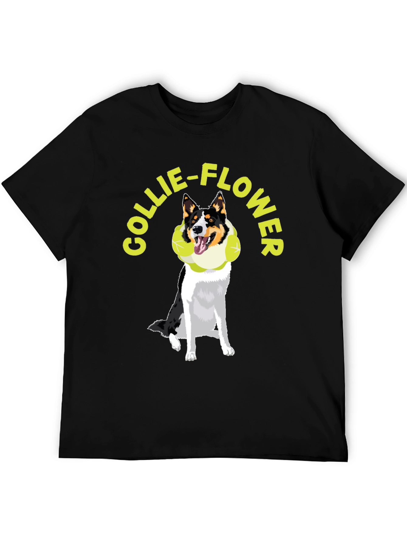 Collie-Flower Graphic T-Shirt