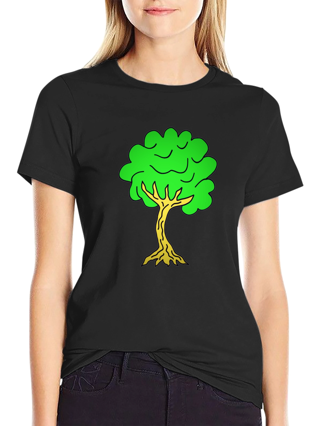 Cartoon Tree Black T-Shirt