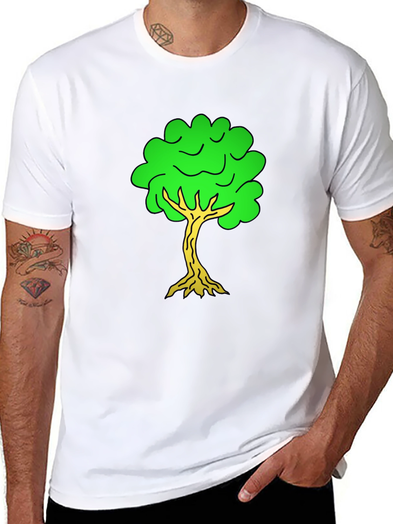 Cartoon Tree Black T-Shirt