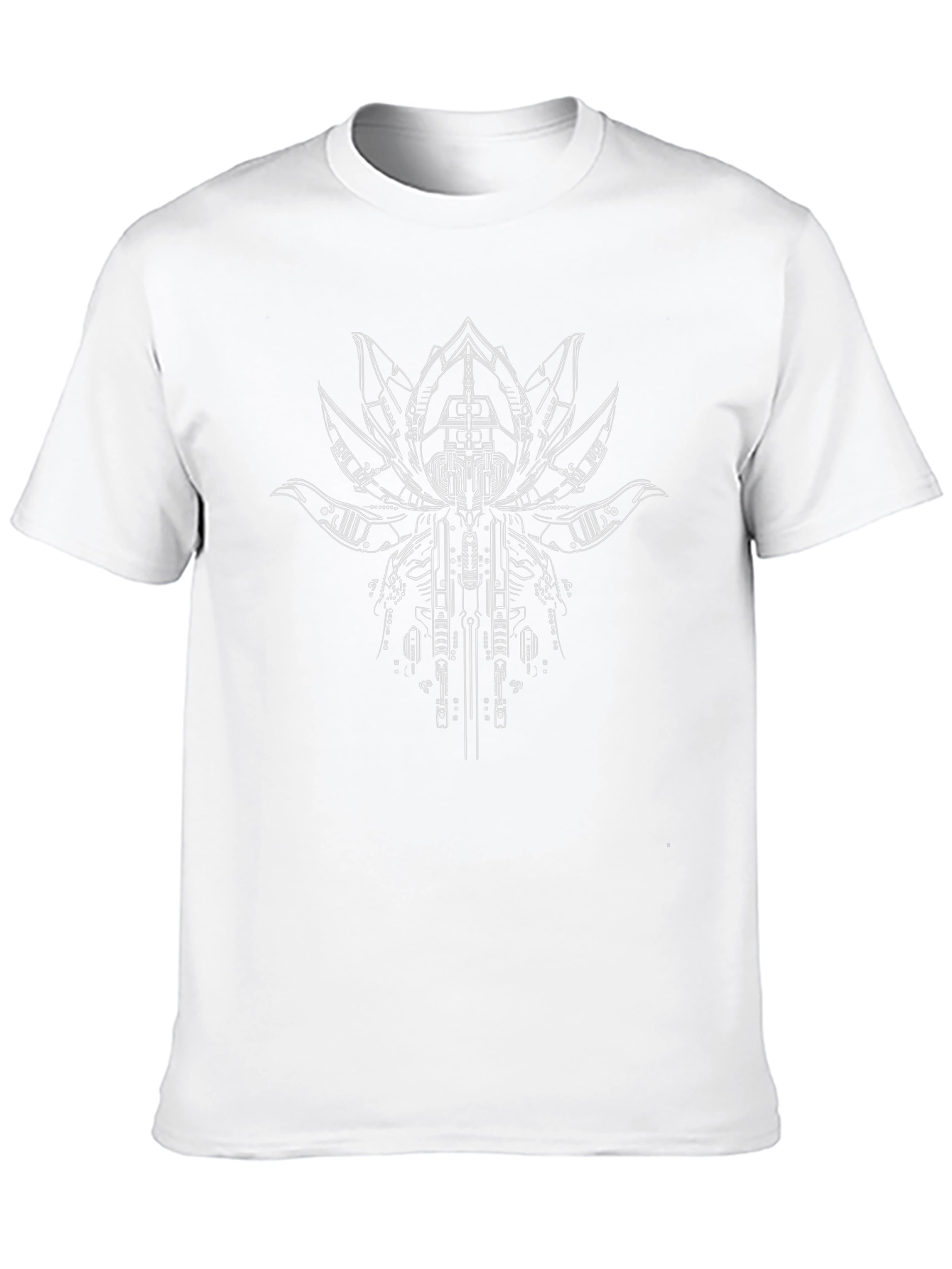 Cyber Lotus Graphic Tee - Black Cotton Comfort