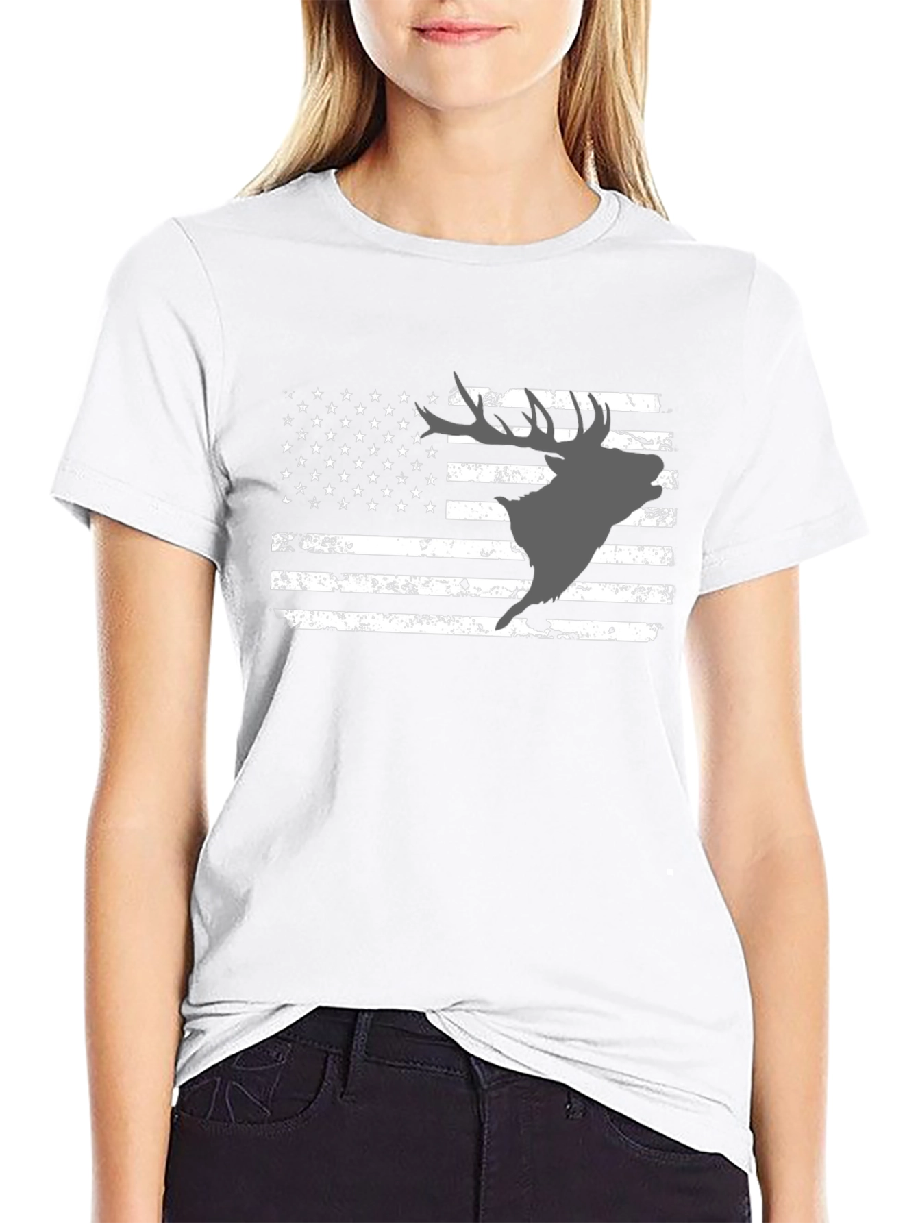 Deer American Flag Graphic T-Shirt