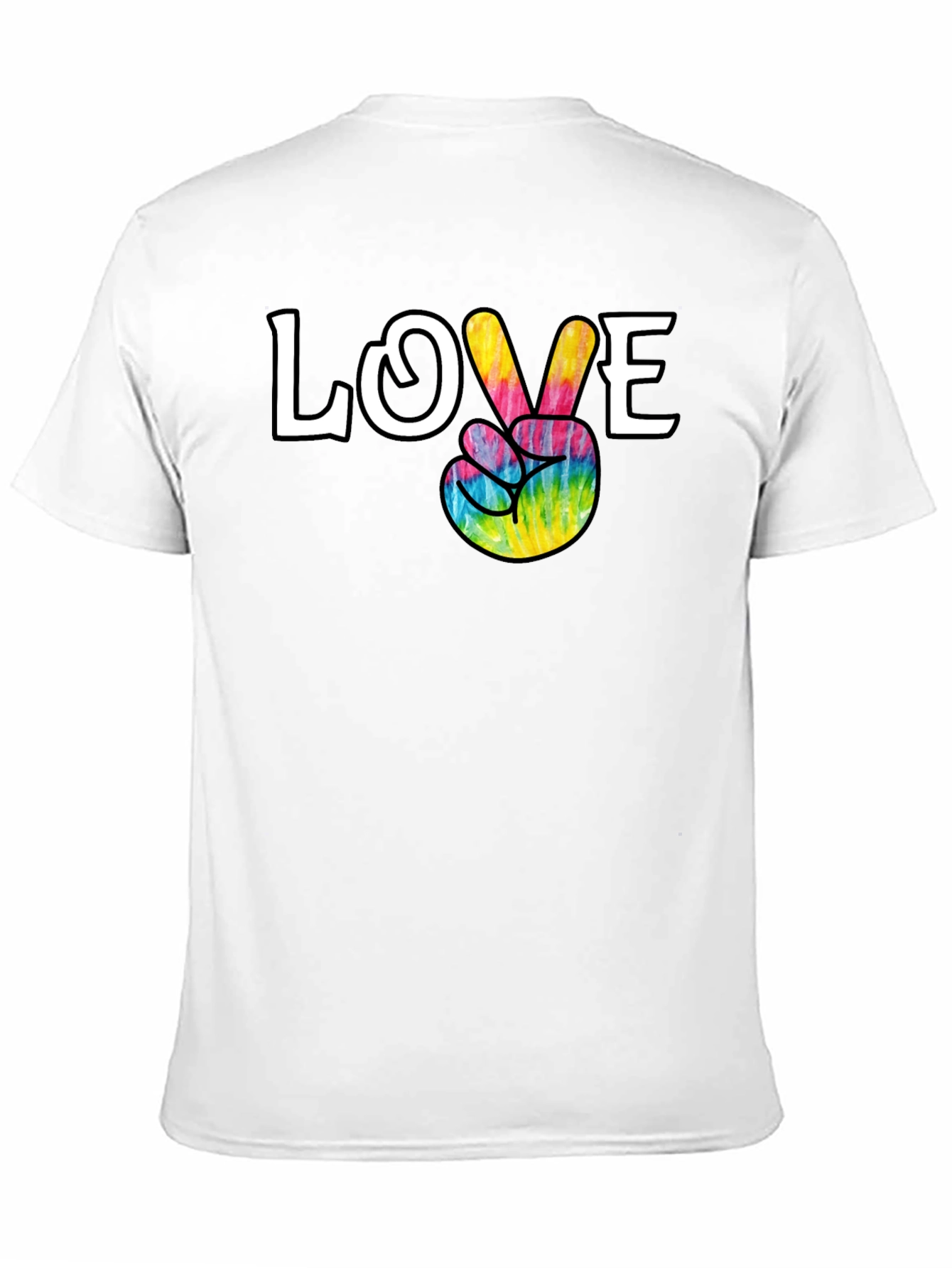Love Peace Sign Tie Dye Graphic Tee - Black