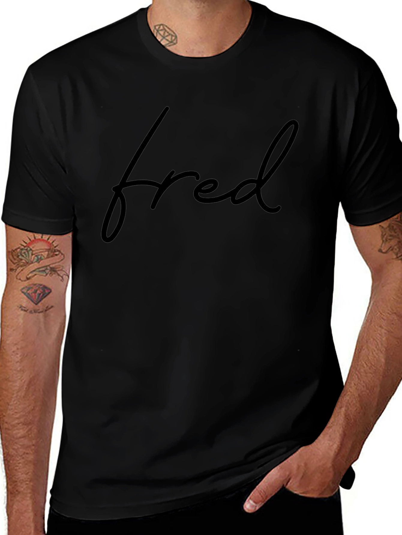 Fred Script Black T-Shirt - Modern Style