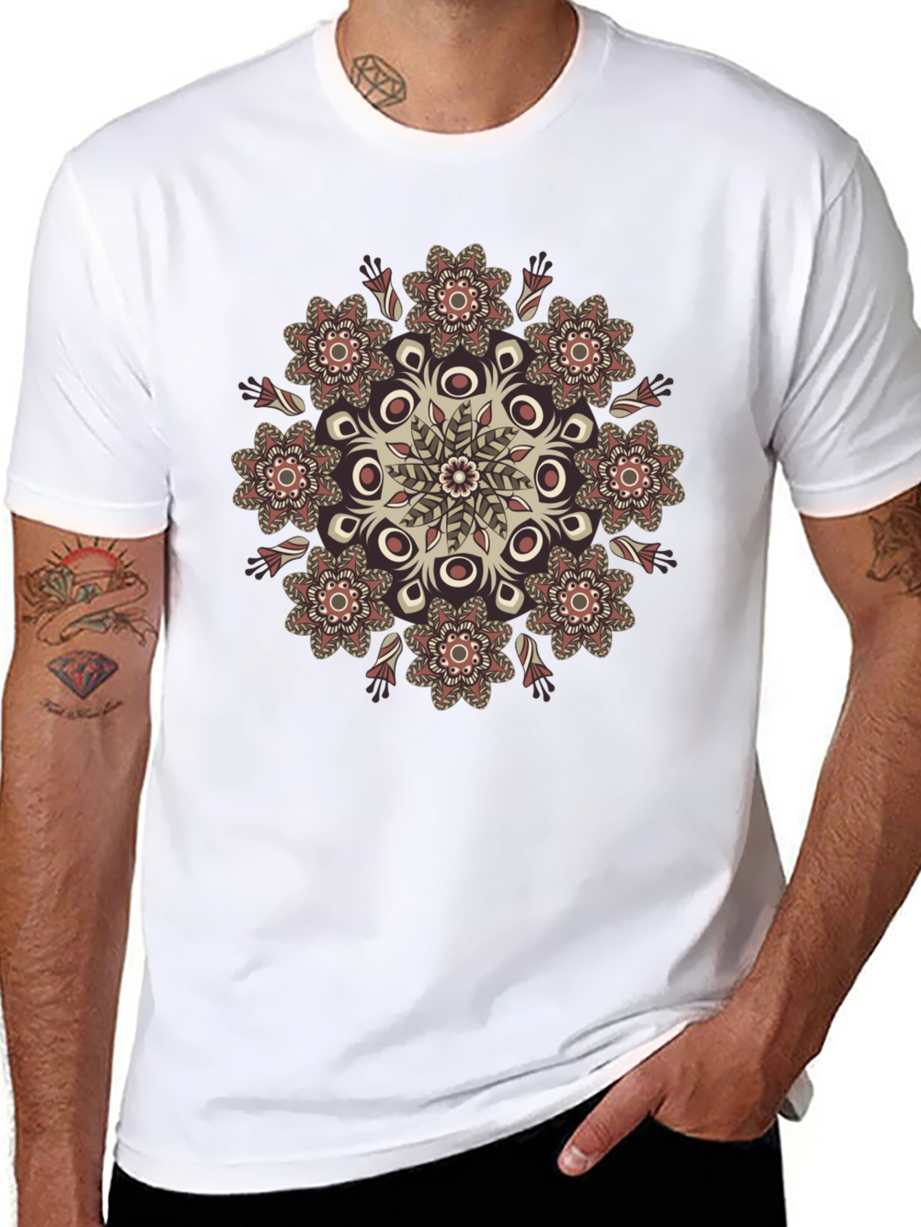 Floral Mandala Graphic Tee - Black