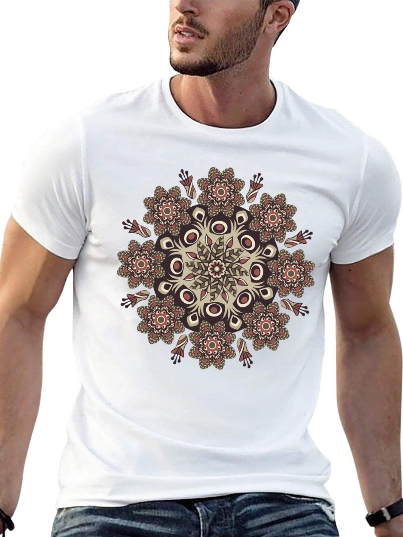 Floral Mandala Graphic Tee - Black