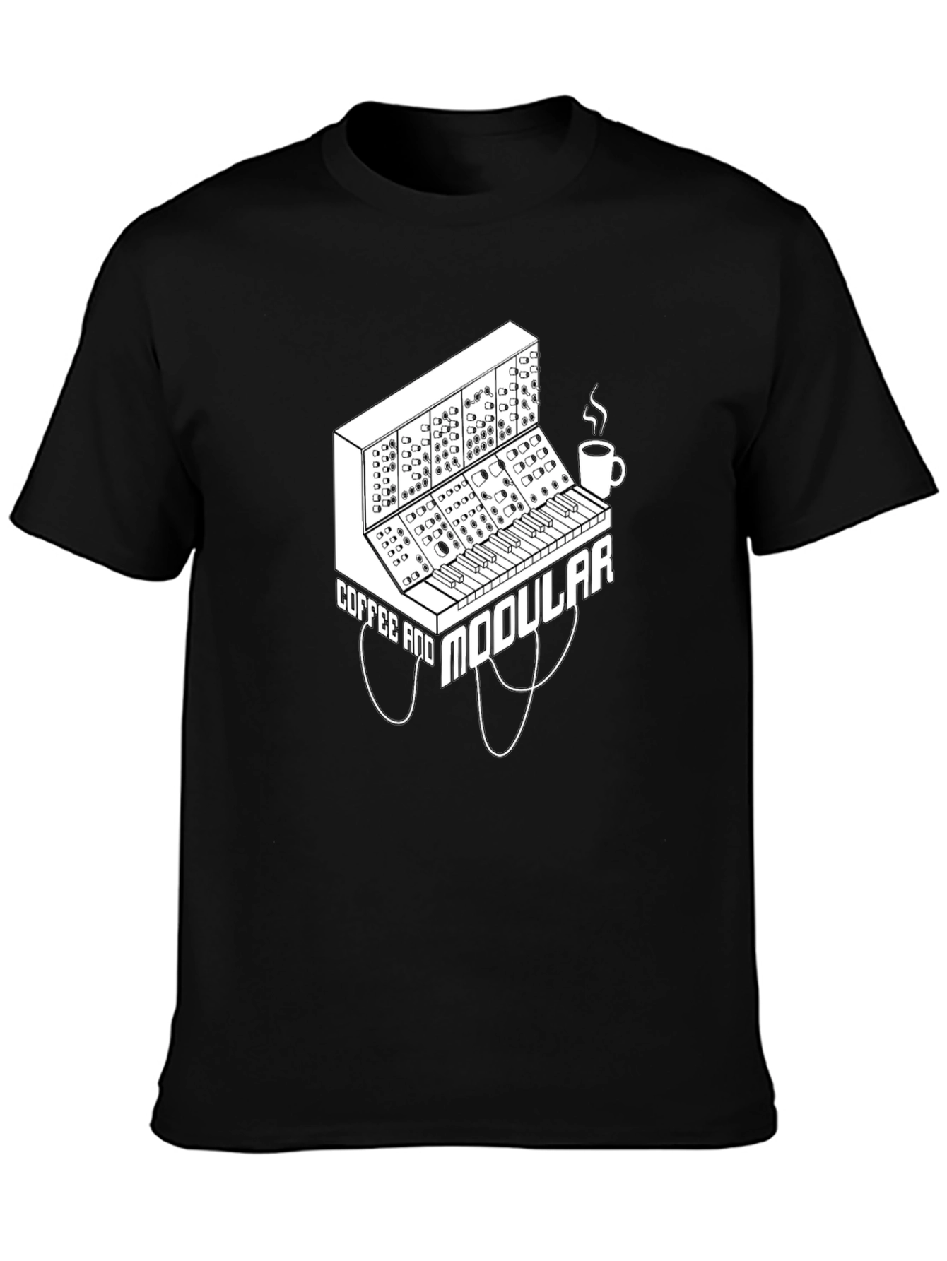 Coffee and Modular Synthesizer Black T-Shirt