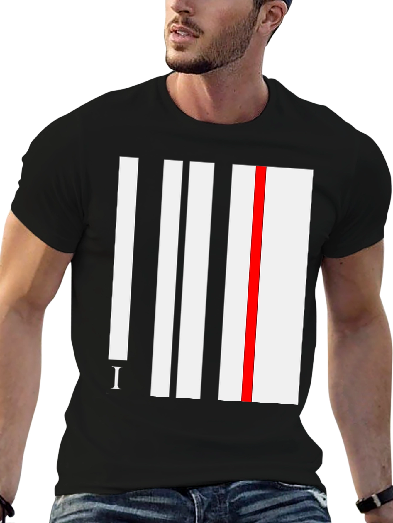 Modern Stripe Tee - Black Graphic Print Shirt