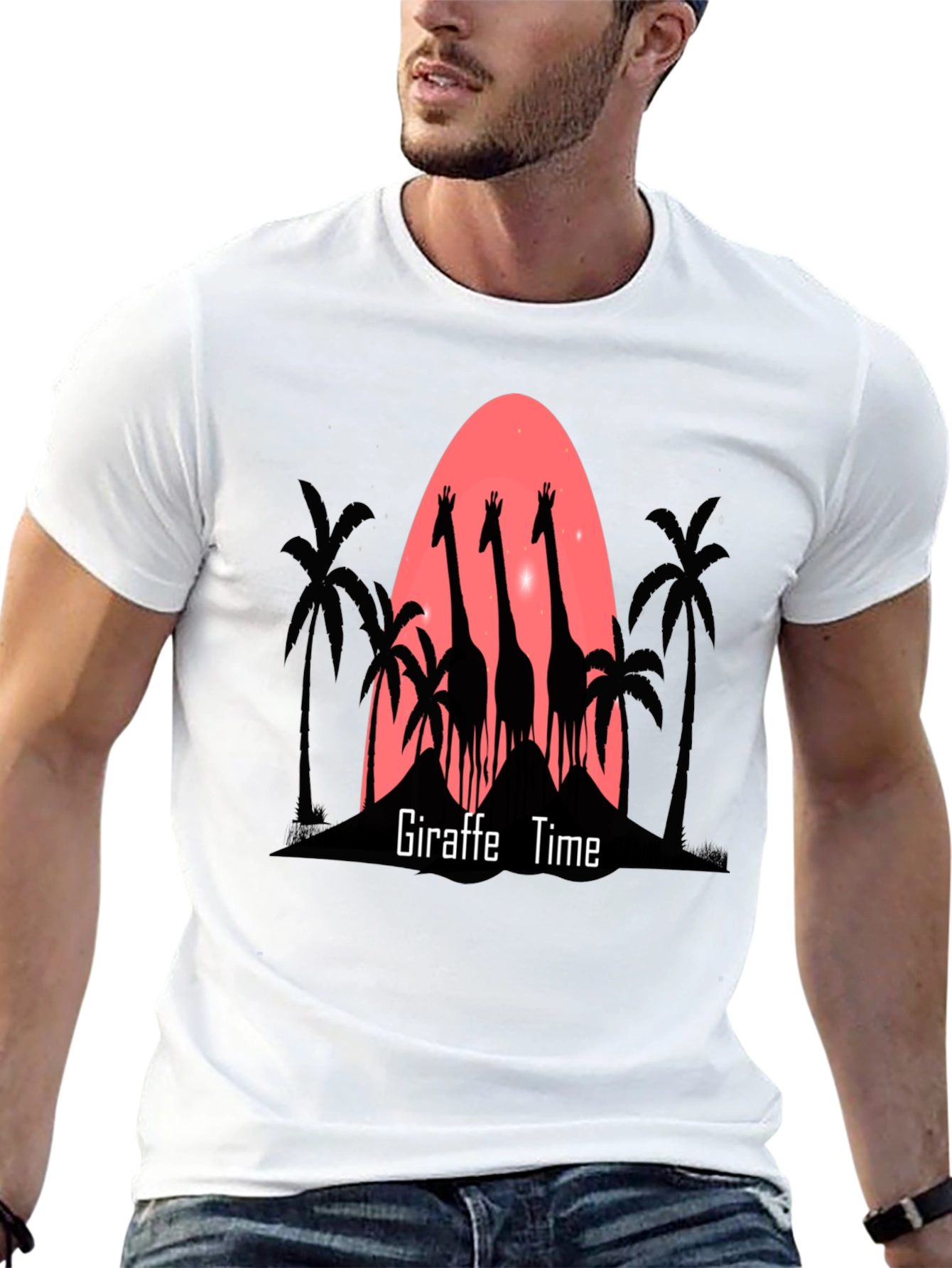 Giraffe Time Mens Graphic T-Shirt