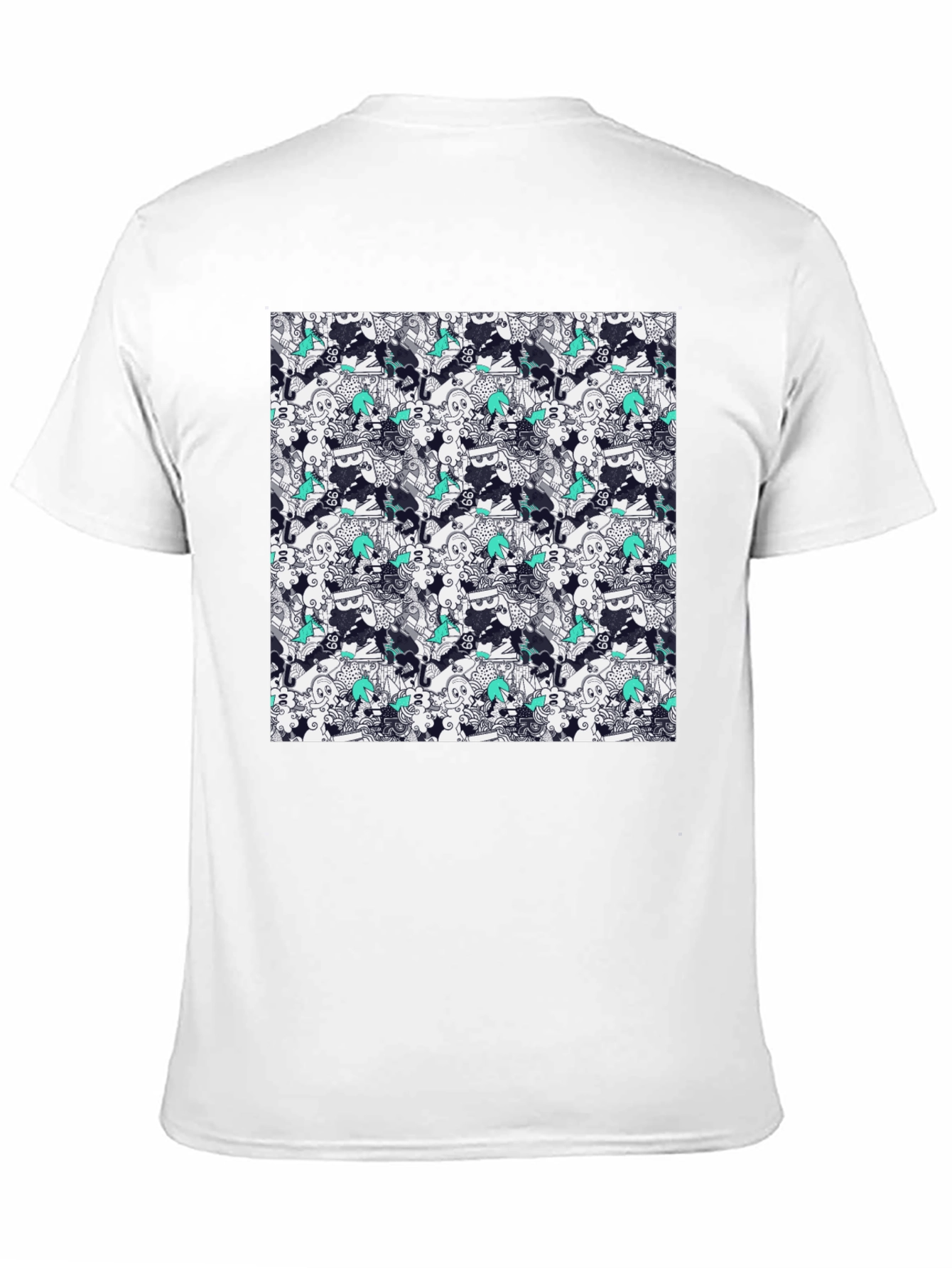 Patterned Cotton Graphic Tee - Abstract Art Style