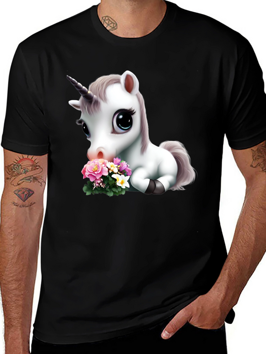 Cute Unicorn with Flowers Graphic T-Shirt