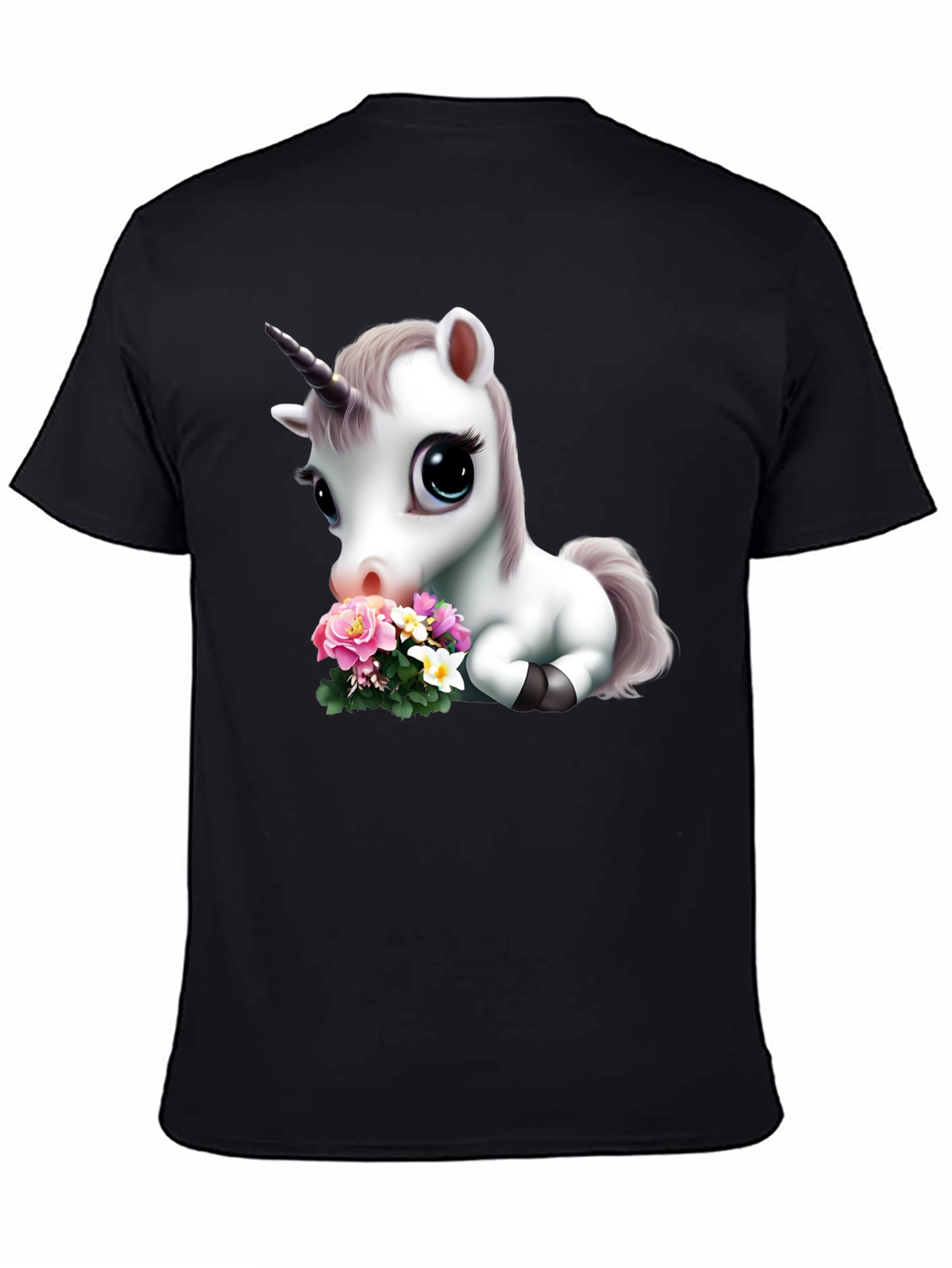 Cute Unicorn with Flowers Graphic T-Shirt