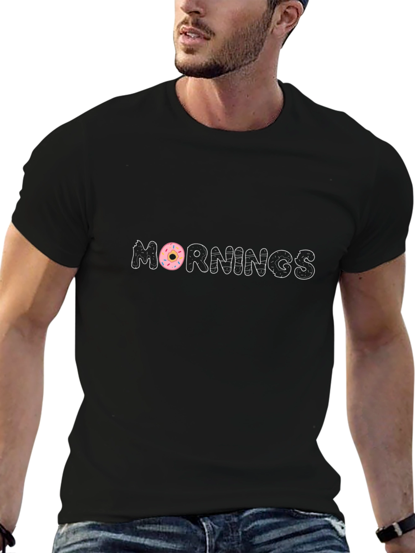 Mornings Donut Graphic Black T-Shirt