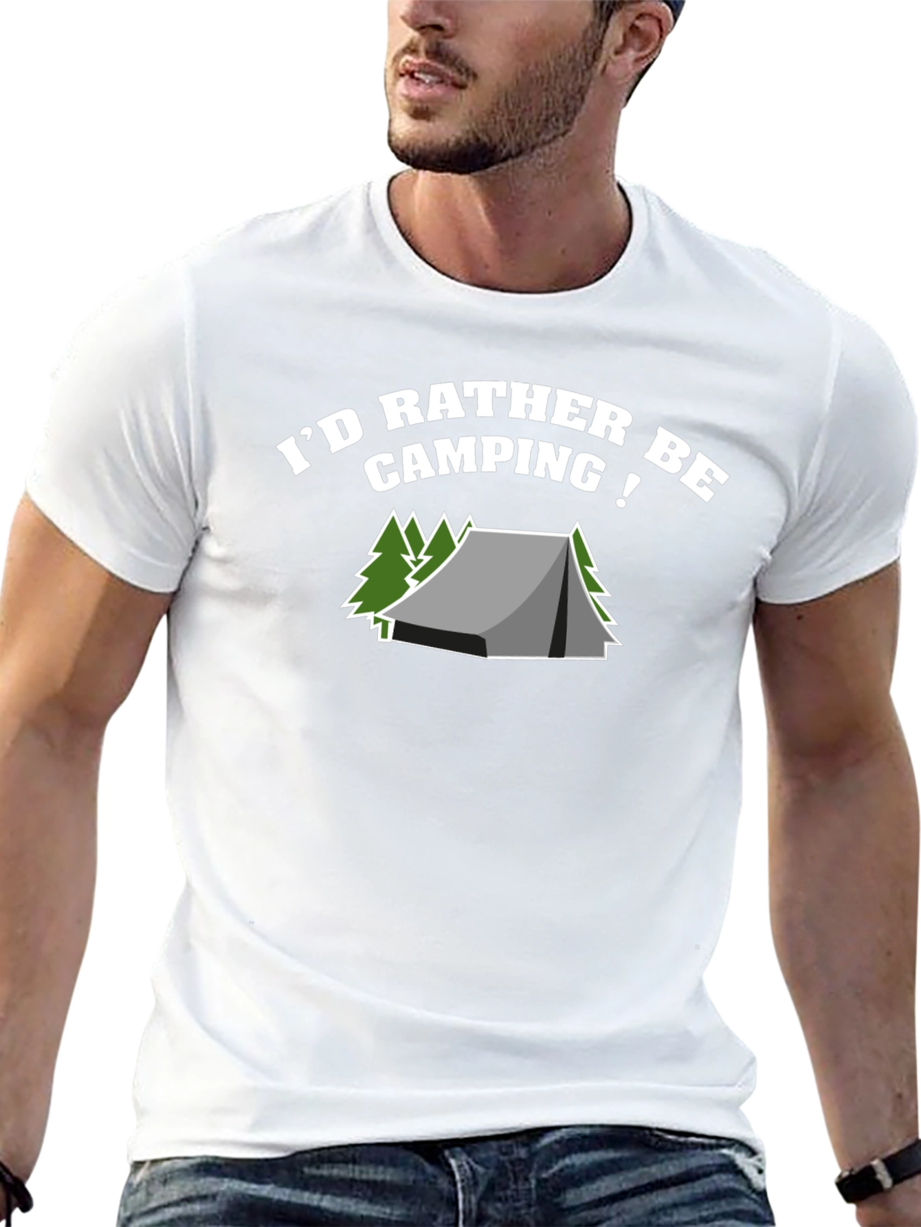 Camping T-Shirt: Id Rather Be Camping! Black Tee