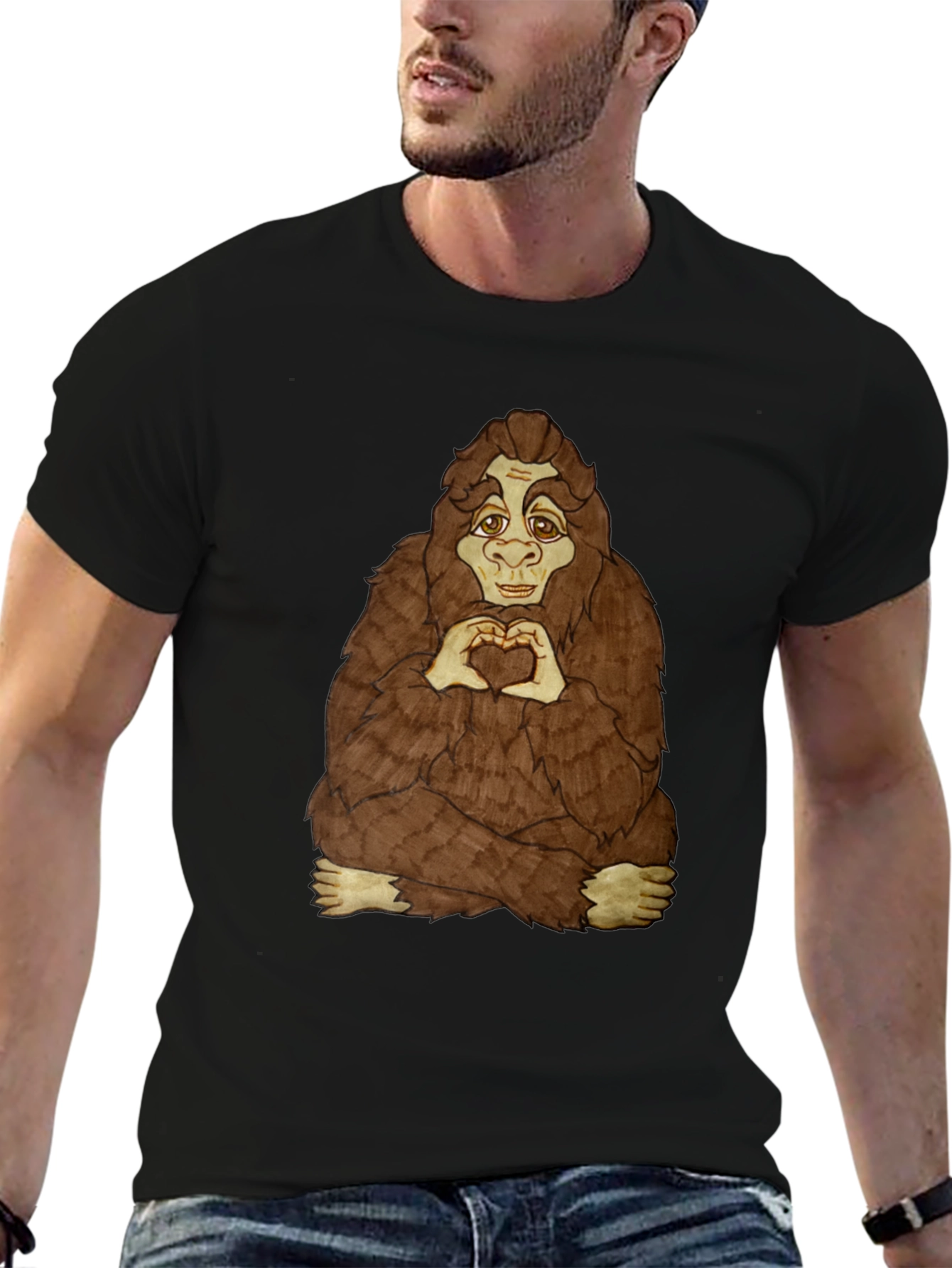 Bigfoot Heart Hands Graphic Tee - Soft Cotton Blend