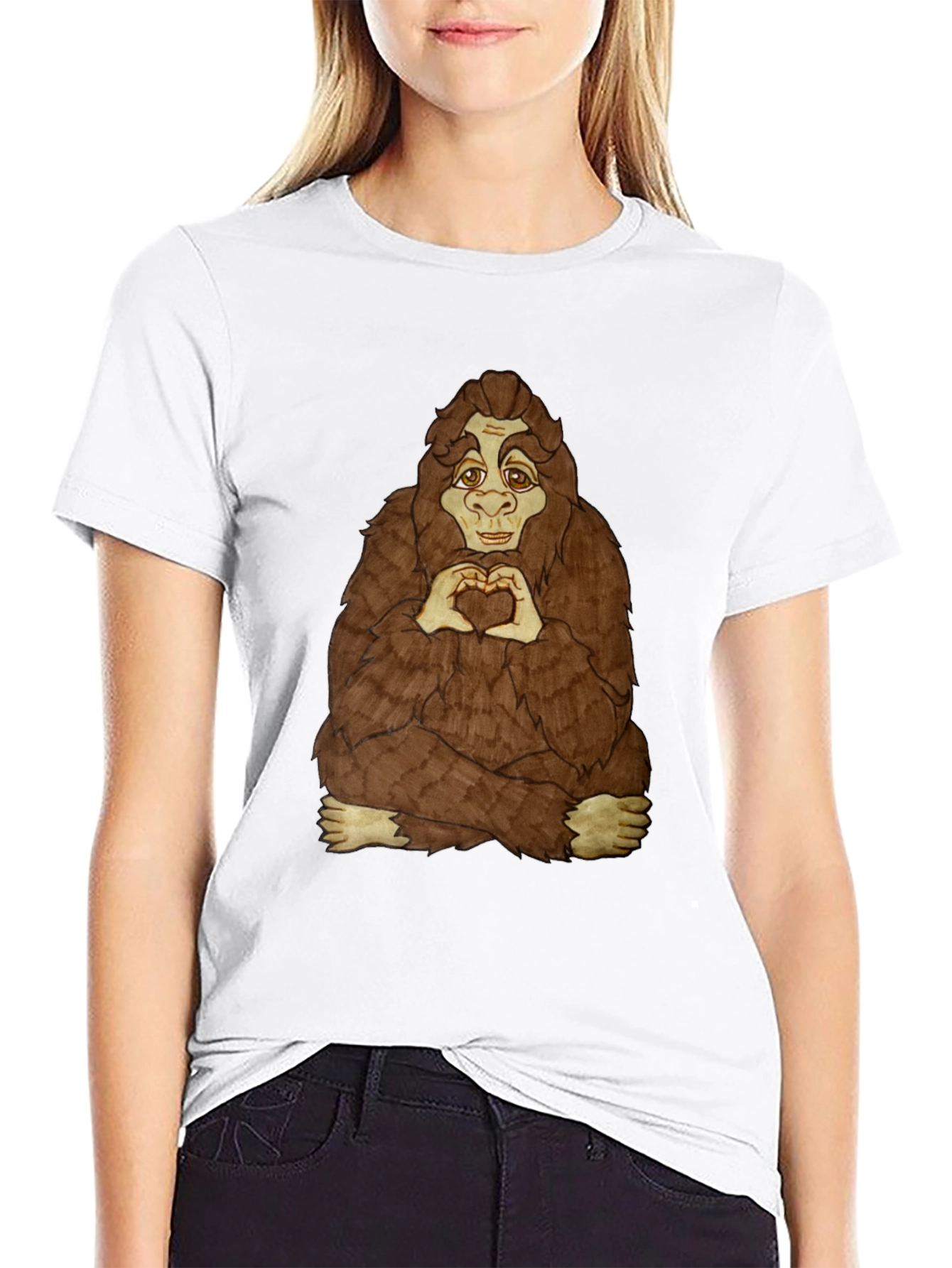 Bigfoot Heart Hands Graphic Tee - Soft Cotton Blend