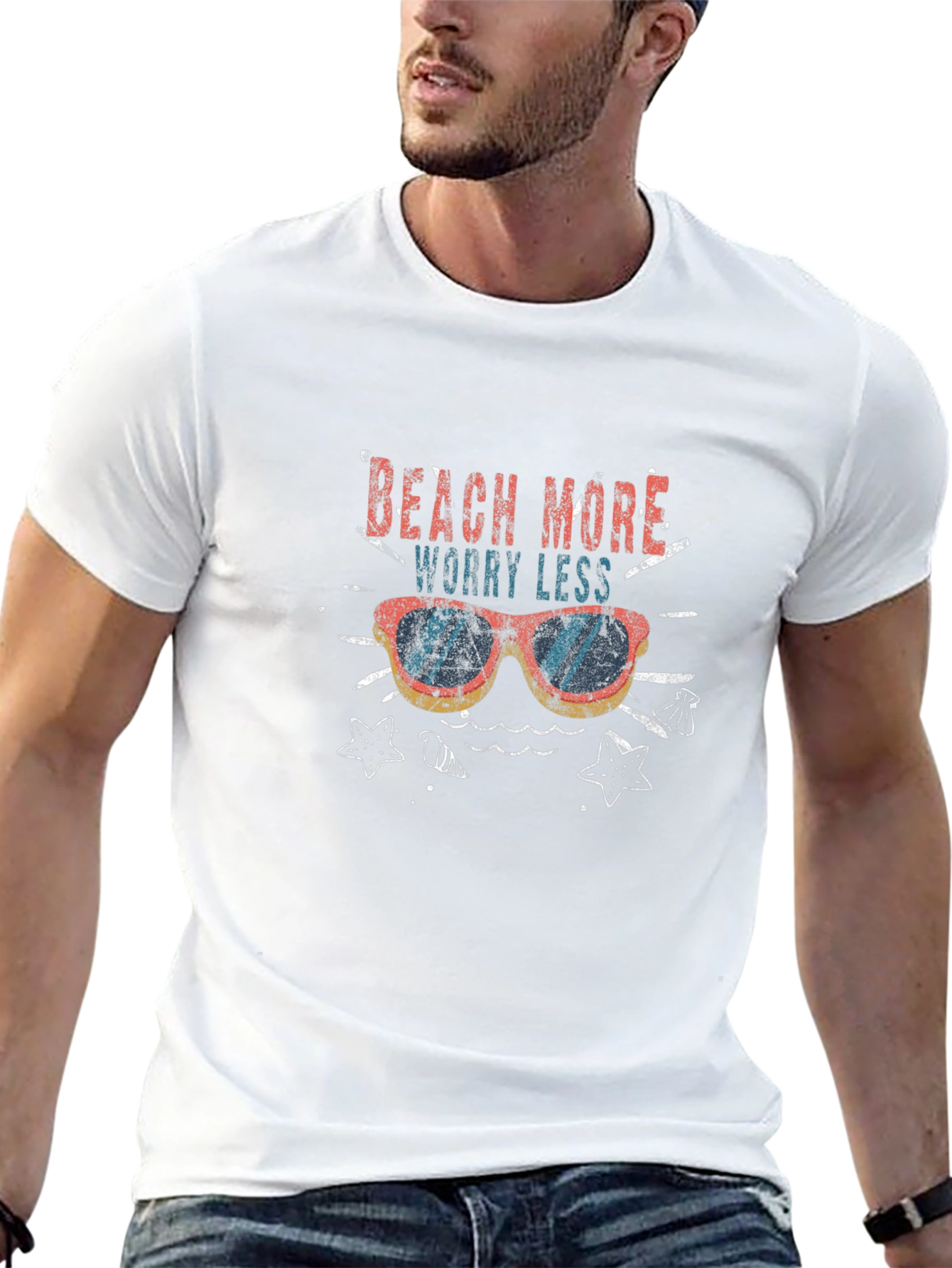 Beach More Worry Less Graphic T-Shirt