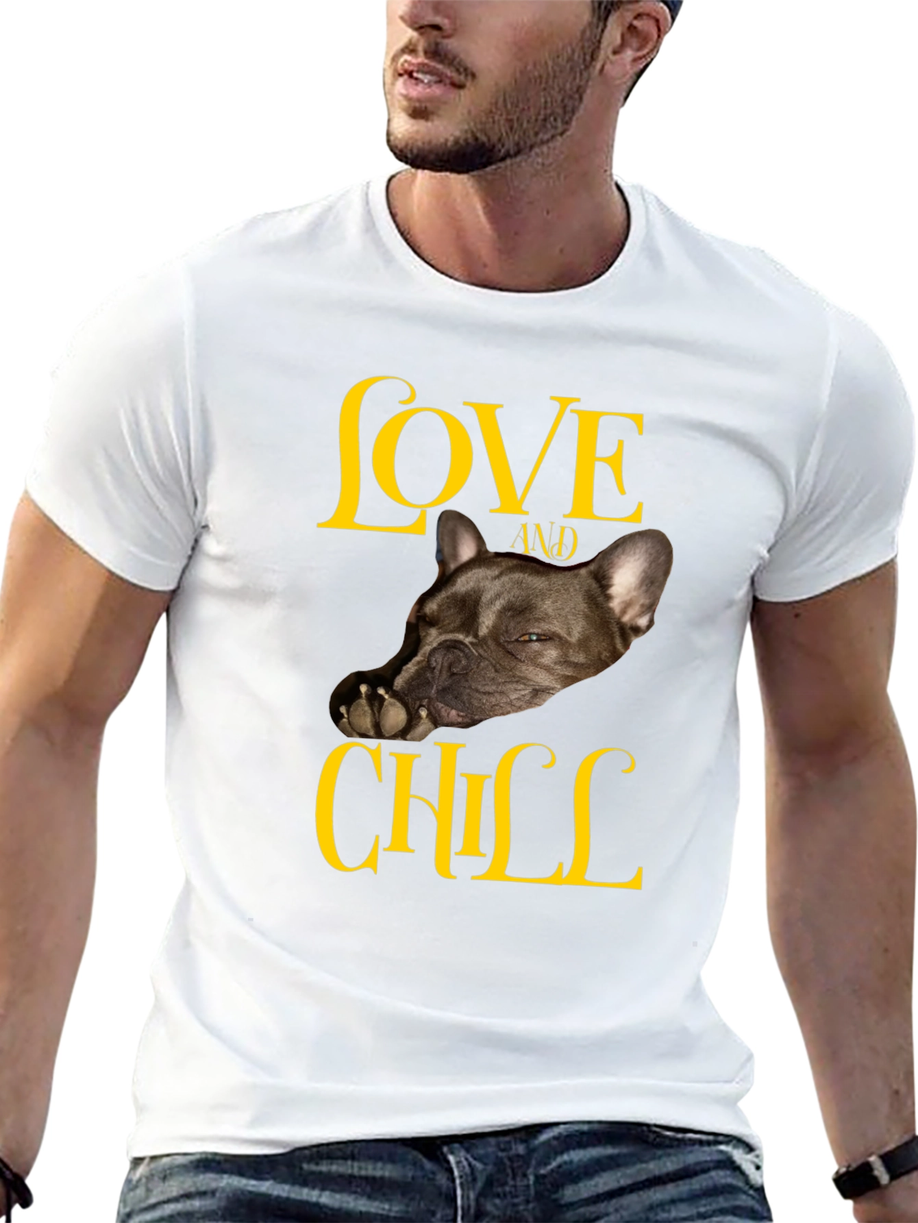 Love and Chill French Bulldog Black T-Shirt