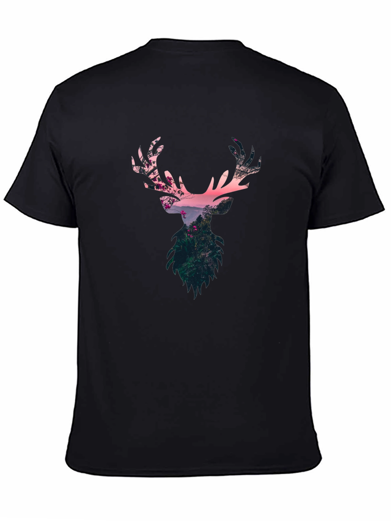 Deer Silhouette Graphic Black T-Shirt