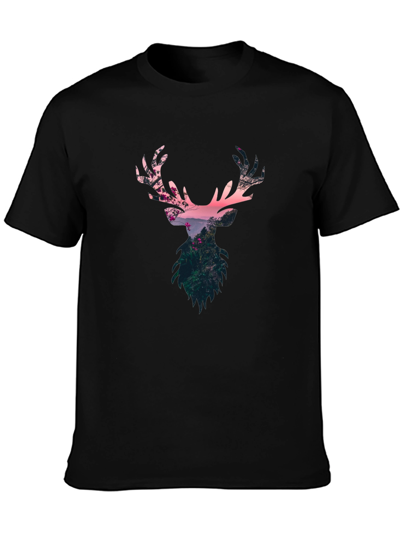 Deer Silhouette Graphic Black T-Shirt