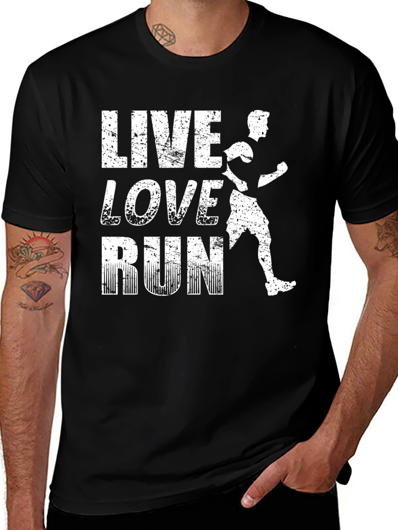 Live Love Run Black Graphic T-Shirt