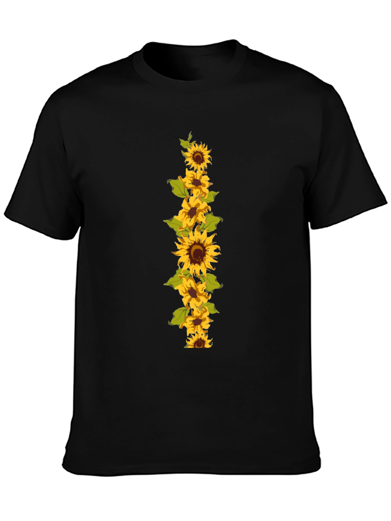 Sunflower Graphic Tee - Black Cotton Casual T-Shirt