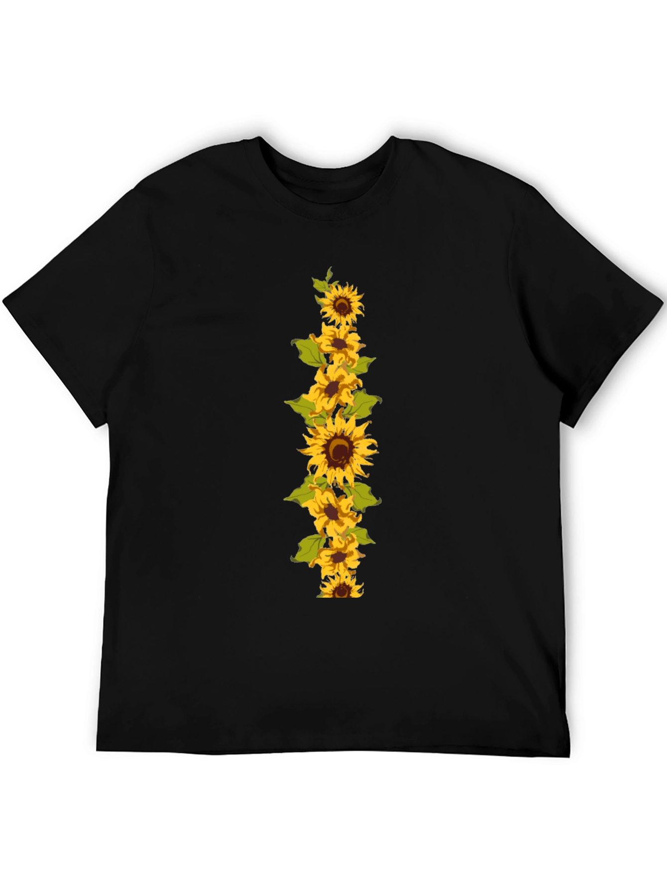 Sunflower Graphic Tee - Black Cotton Casual T-Shirt