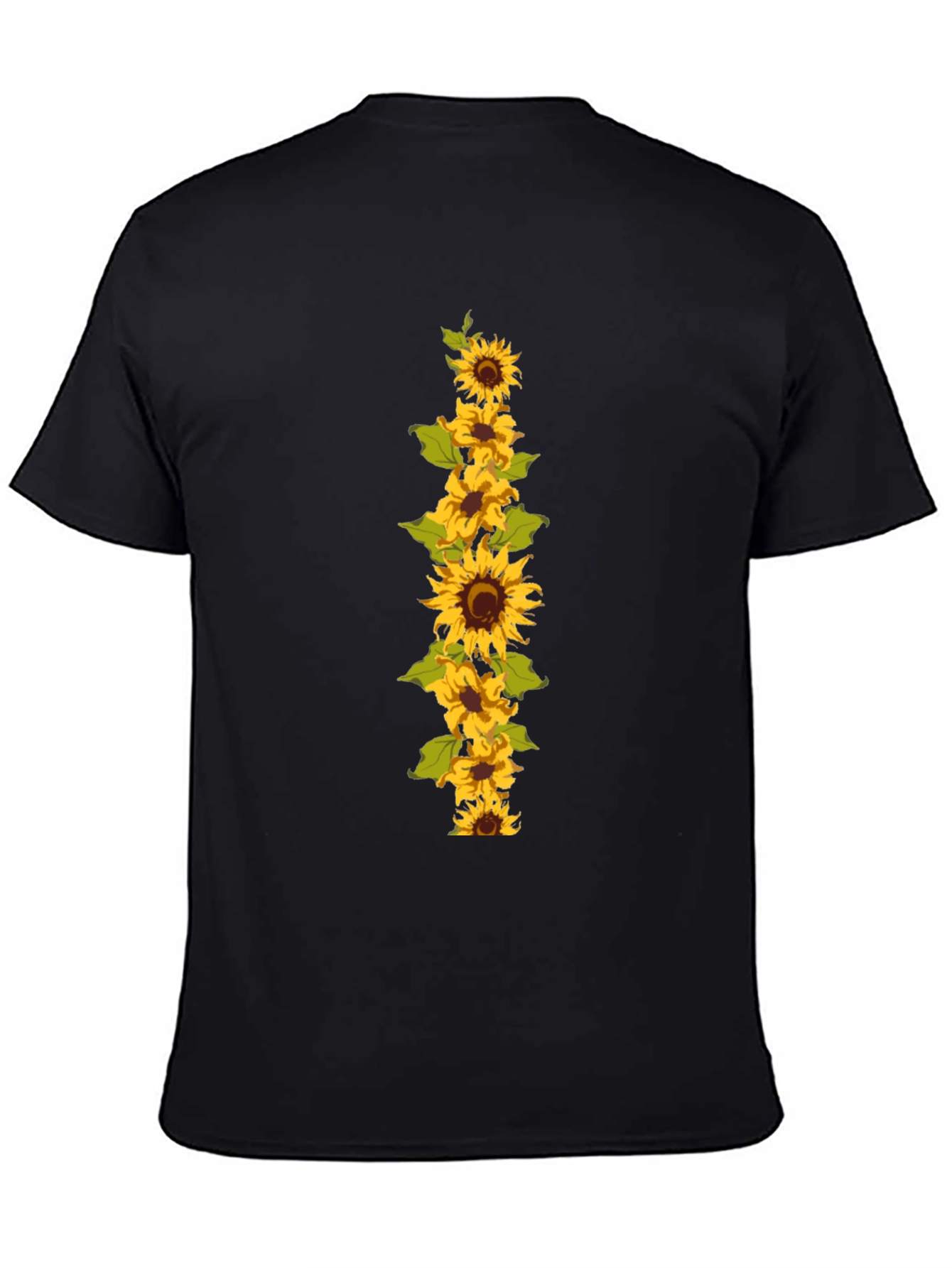 Sunflower Graphic Tee - Black Cotton Casual T-Shirt