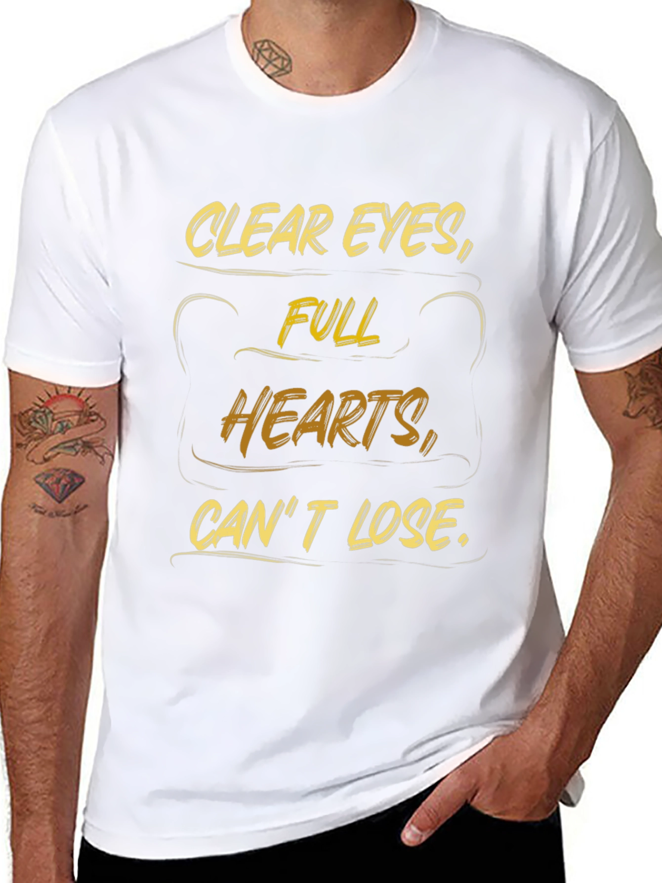 Inspirational Black T-Shirt: Clear Eyes Full Hearts