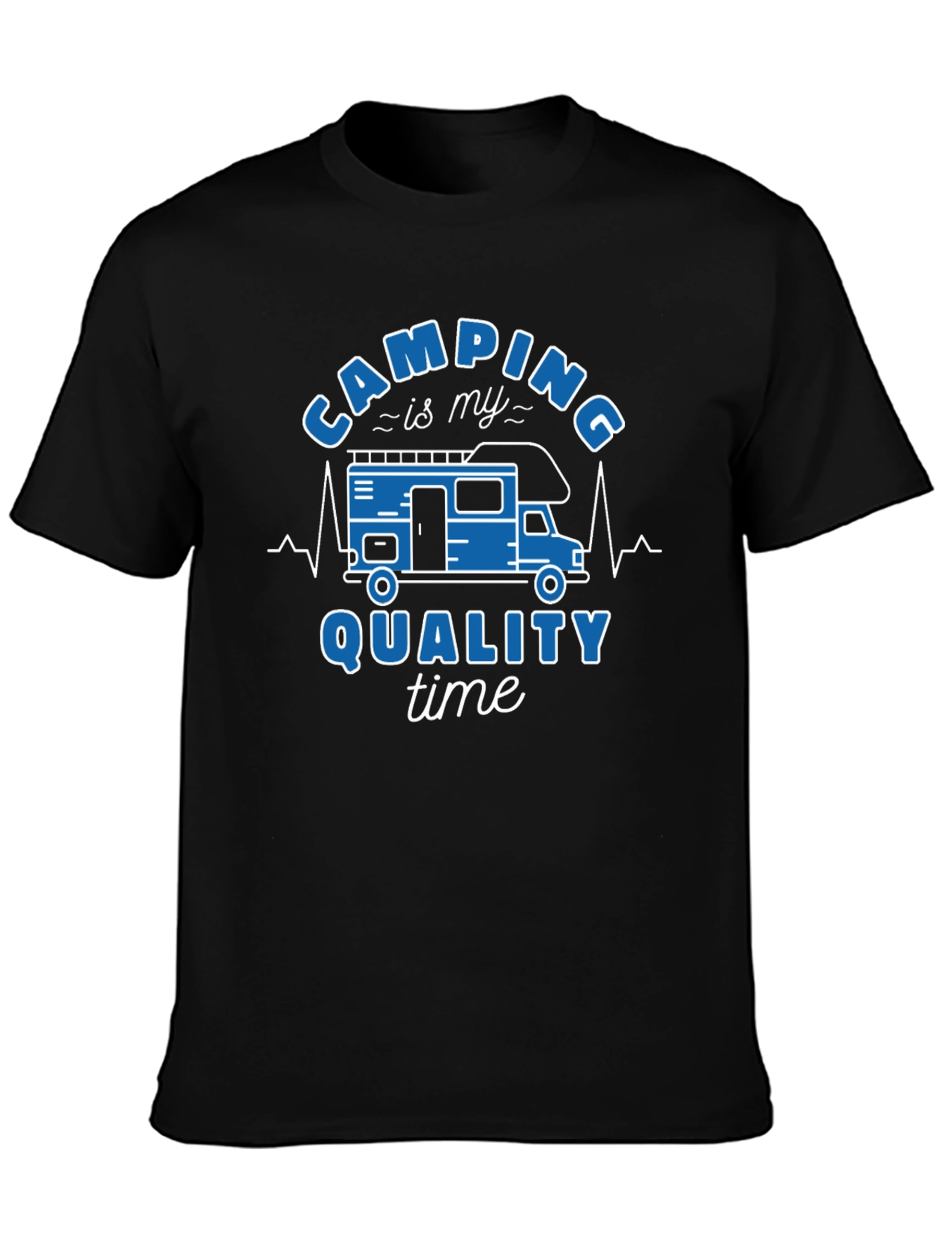 Camping Quality Time Graphic Tee - Black Cotton Shirt