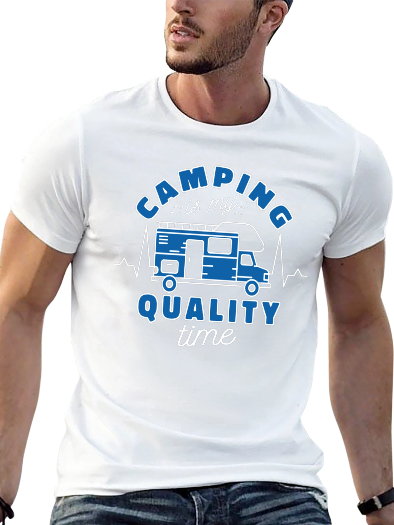 Camping Quality Time Graphic Tee - Black Cotton Shirt