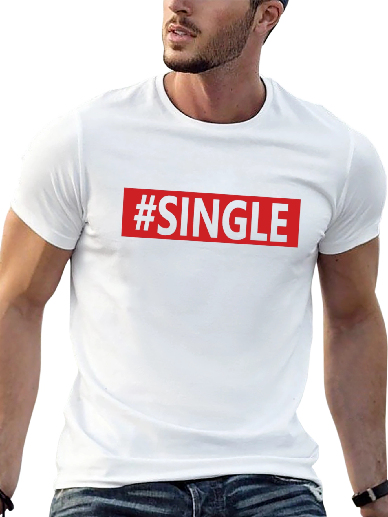 #Single Graphic Print Crew Neck T-Shirt