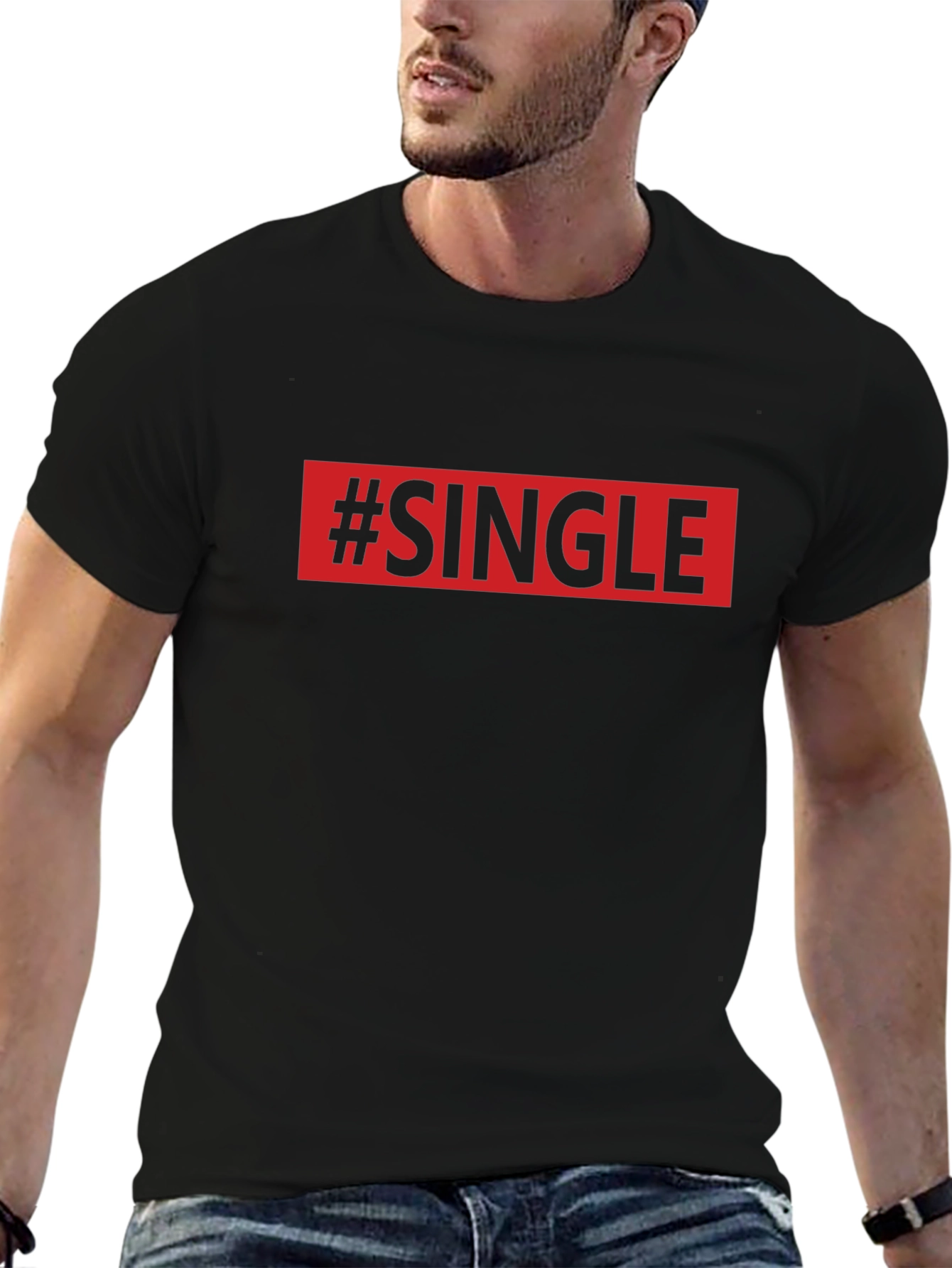 #Single Graphic Print Crew Neck T-Shirt